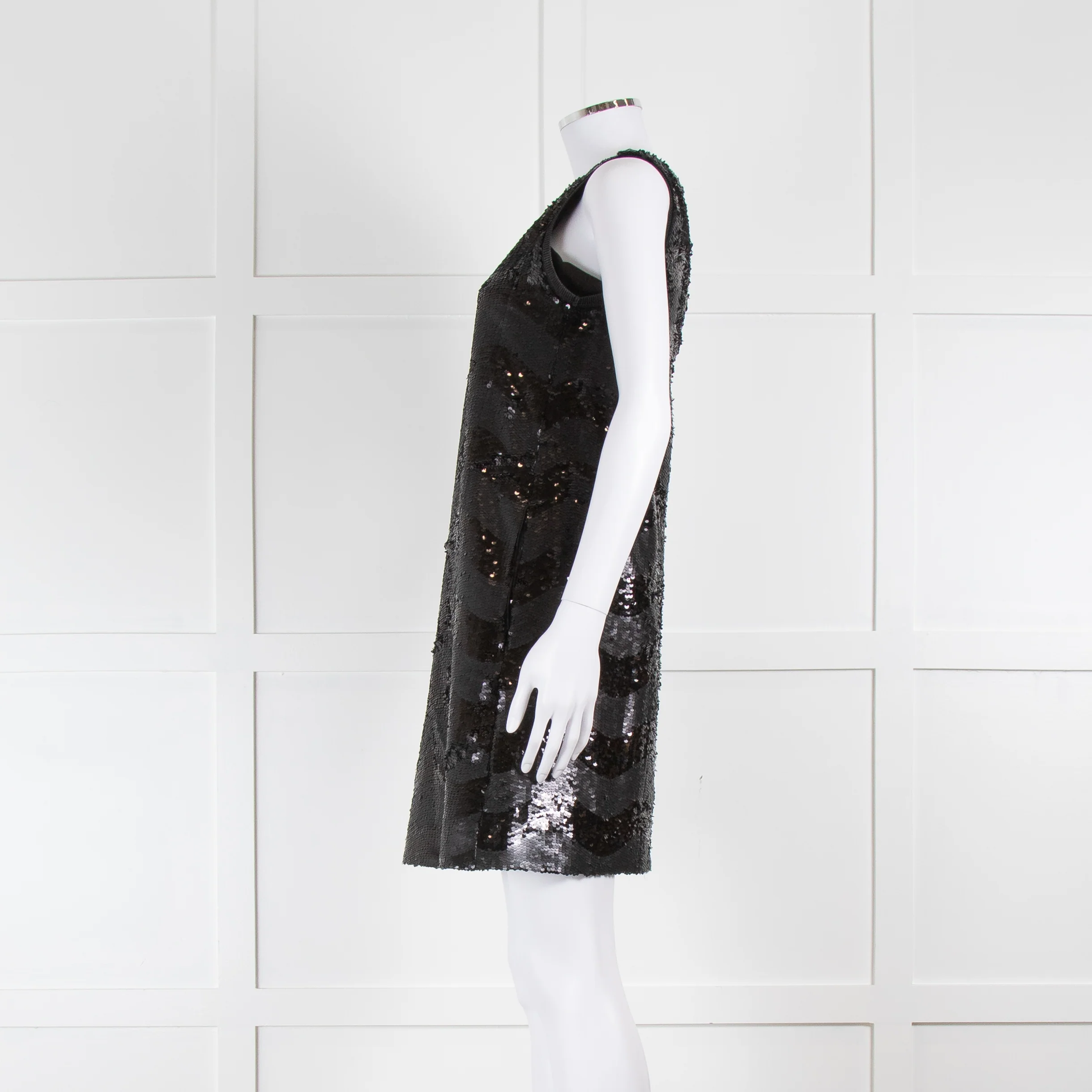 Emporio Armani Black Sequin Sleeveless Dress - Image 9