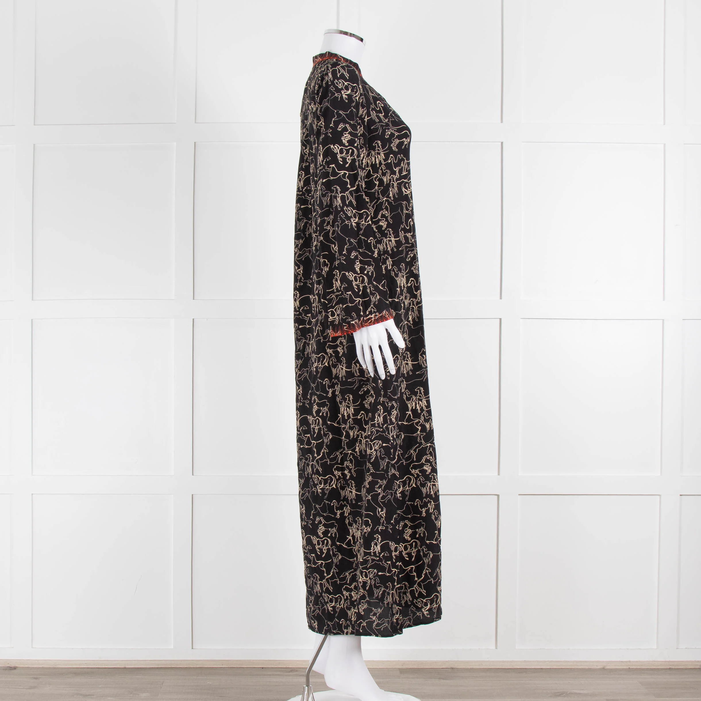 Emporio Sirenuse Black Brown Print Long Kaftan - Image 3