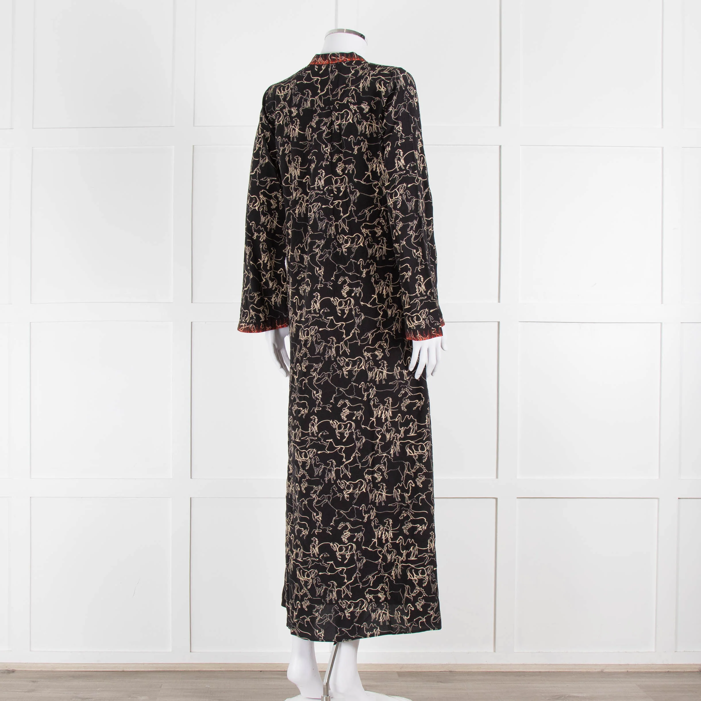 Emporio Sirenuse Black Brown Print Long Kaftan - Image 4