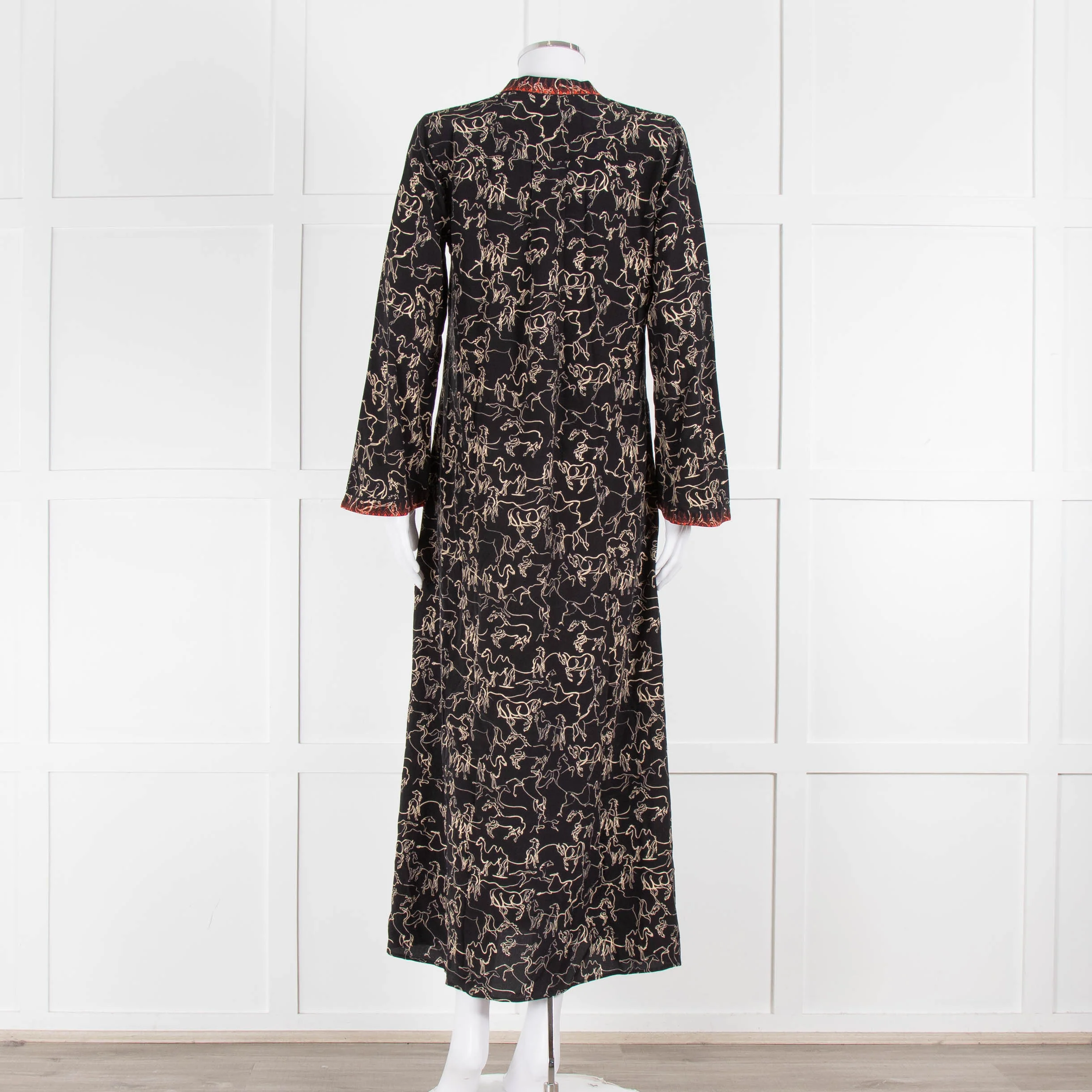 Emporio Sirenuse Black Brown Print Long Kaftan - Image 5