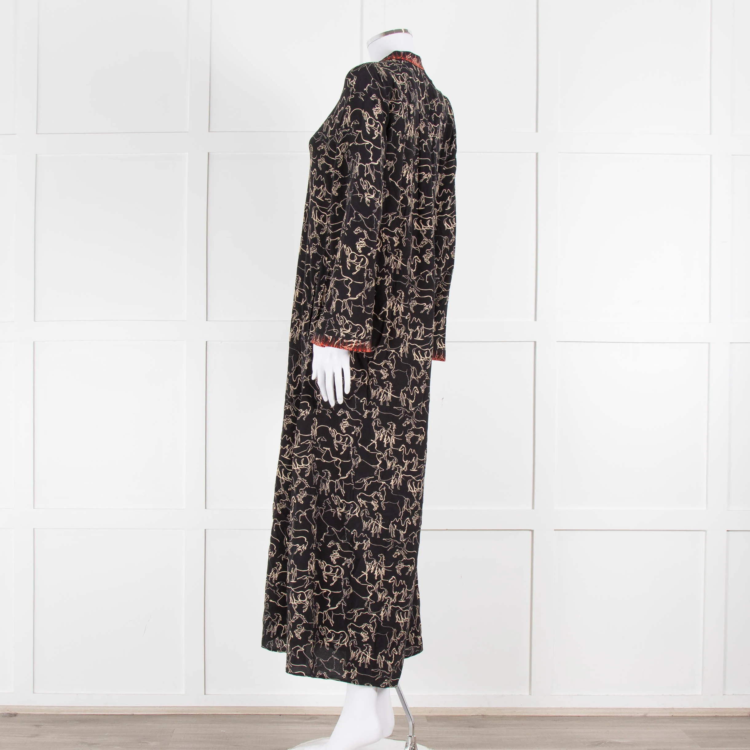 Emporio Sirenuse Black Brown Print Long Kaftan - Image 6