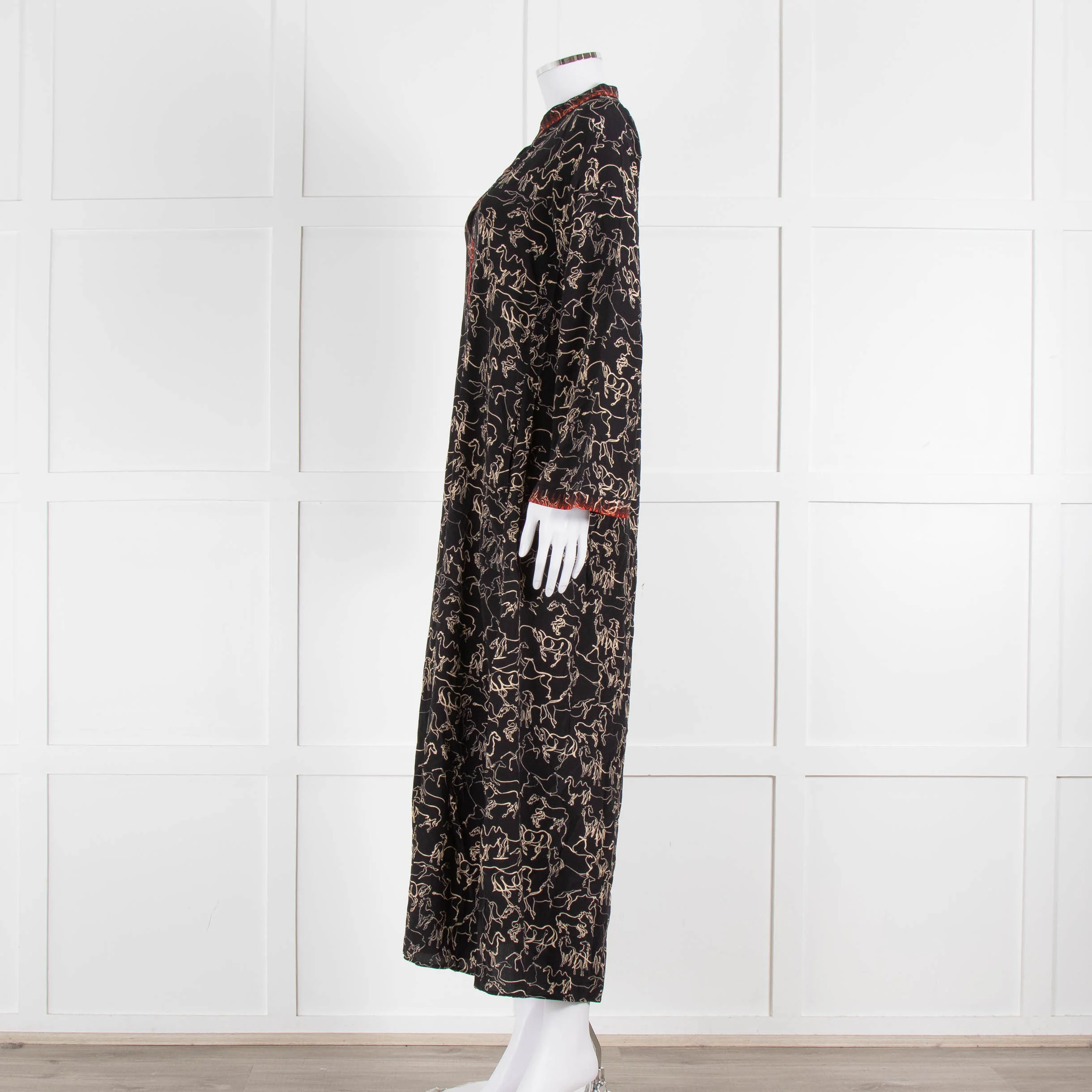 Emporio Sirenuse Black Brown Print Long Kaftan - Image 7