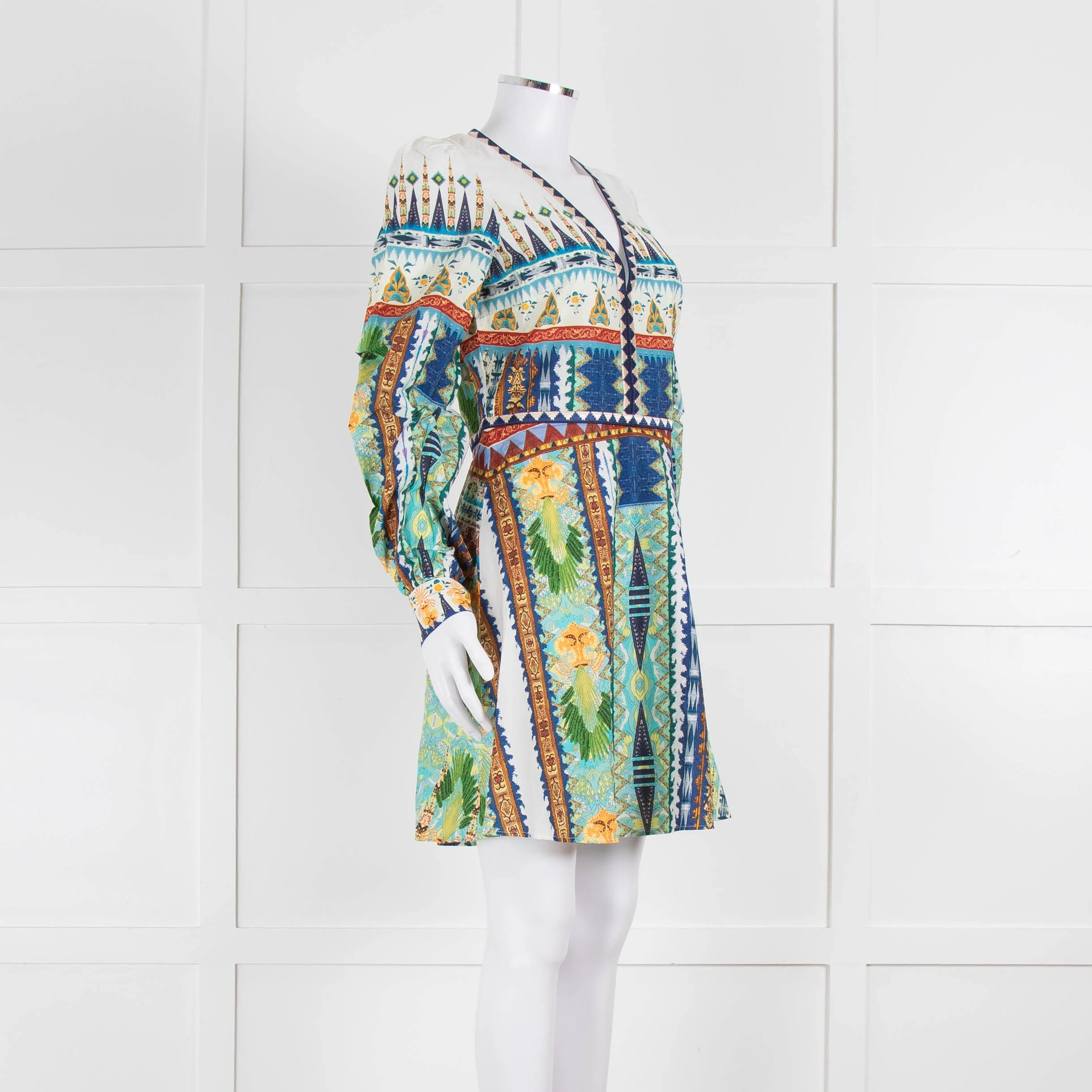 Emporio Sirenuse Cream Blue Orange Long Sleeve Cotton Dress - Image 2