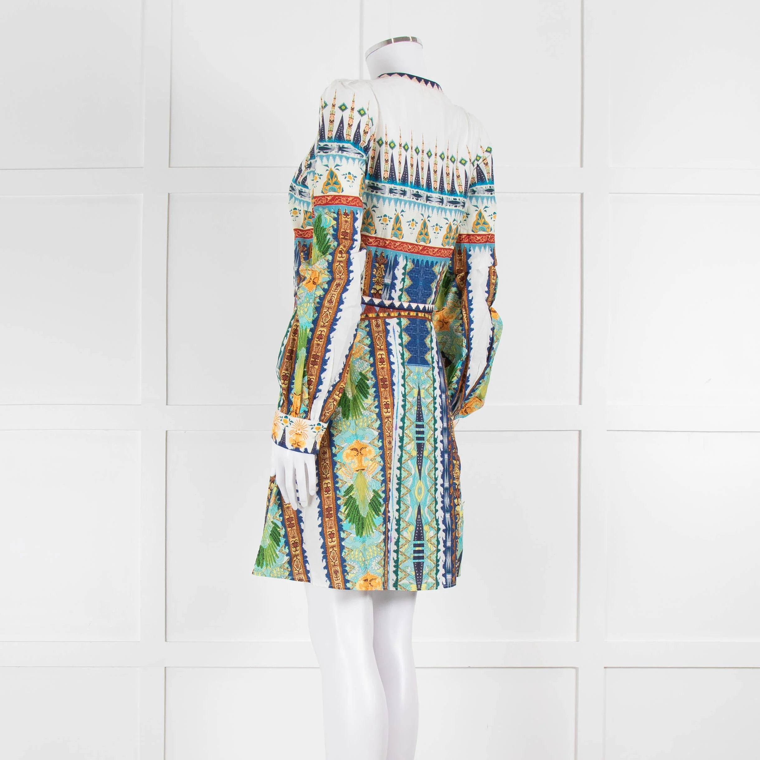Emporio Sirenuse Cream Blue Orange Long Sleeve Cotton Dress - Image 6
