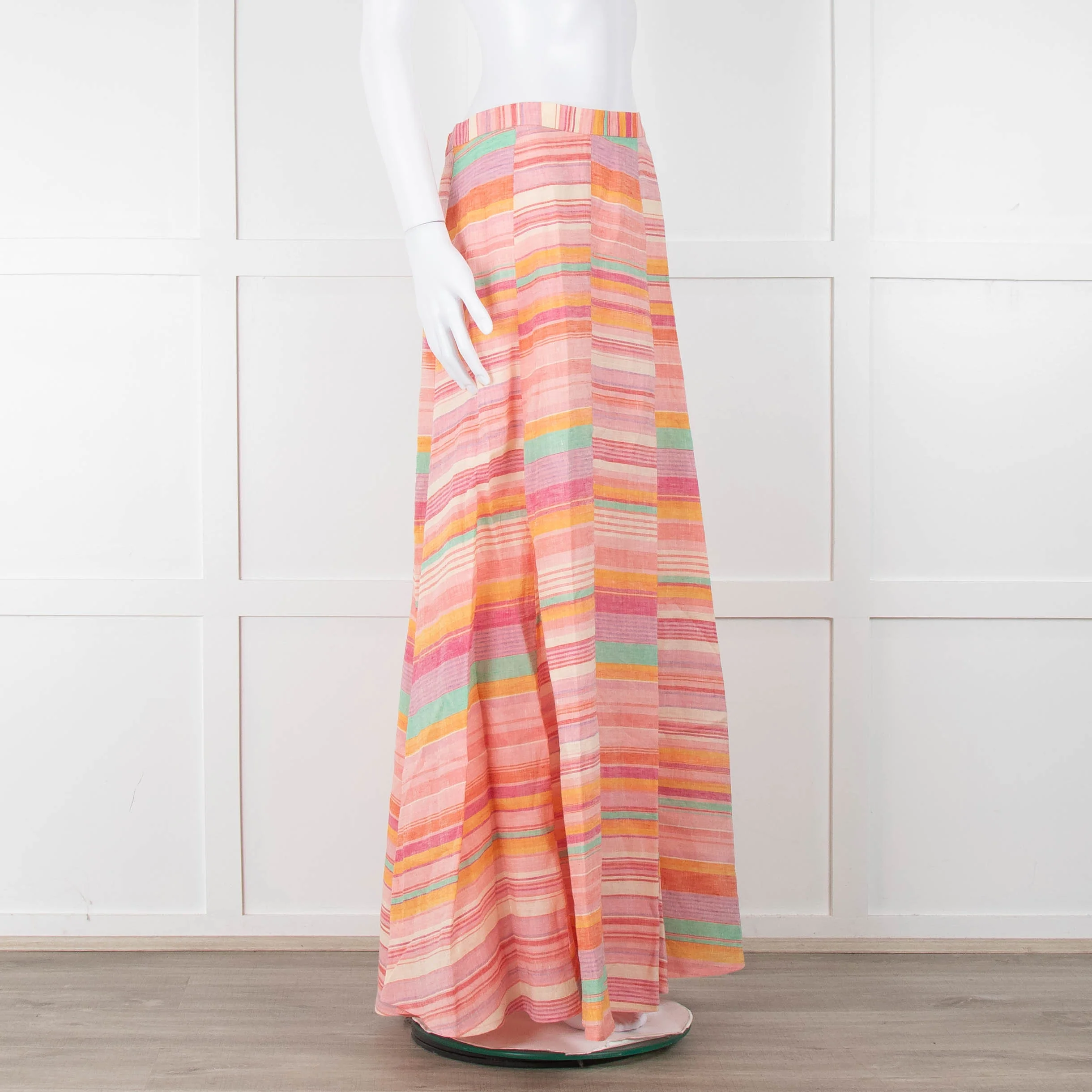 Emporio Sirenuse Orange, Pink and Green Stripe Maxi Skirt - Image 2