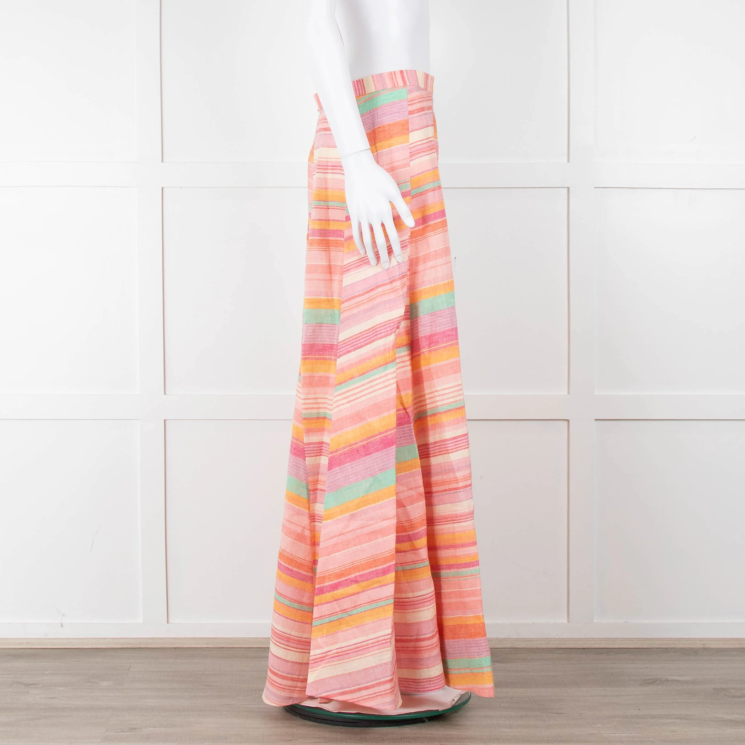 Emporio Sirenuse Orange, Pink and Green Stripe Maxi Skirt - Image 3