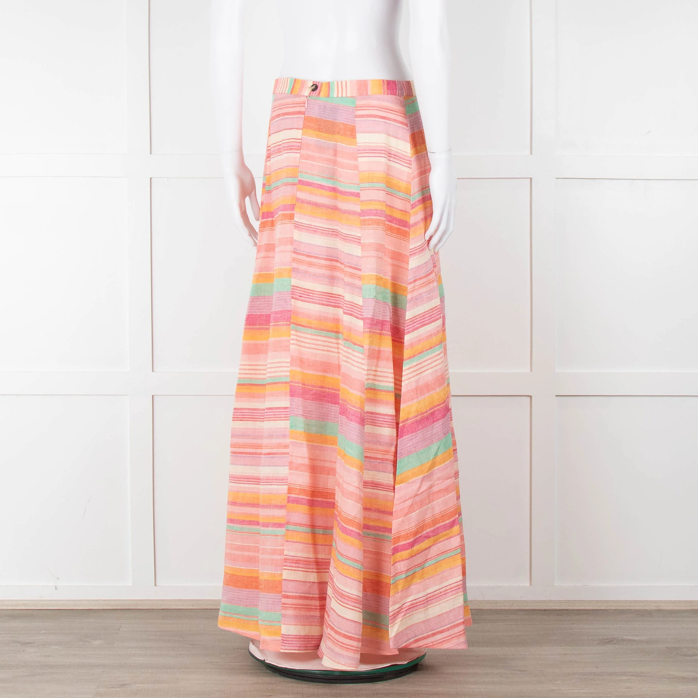 Emporio Sirenuse Orange, Pink and Green Stripe Maxi Skirt - Image 4