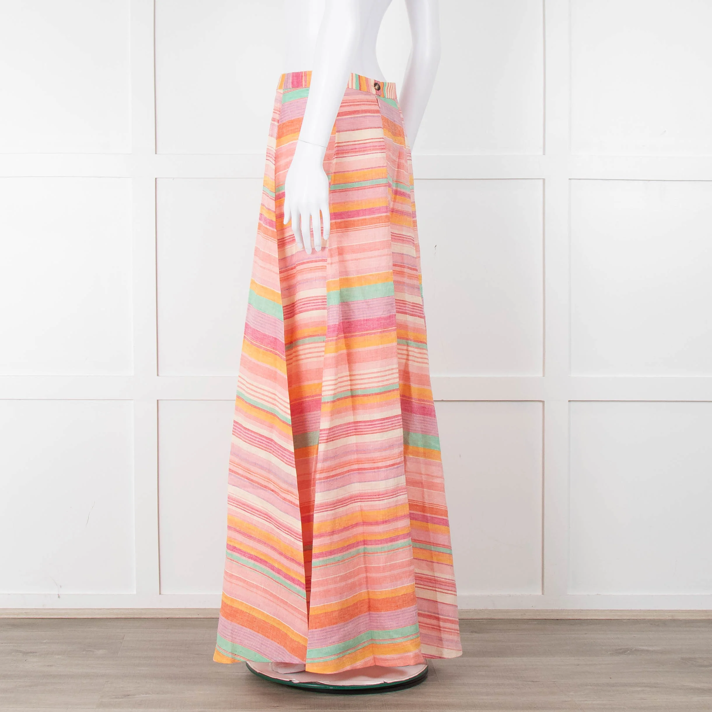 Emporio Sirenuse Orange, Pink and Green Stripe Maxi Skirt - Image 6