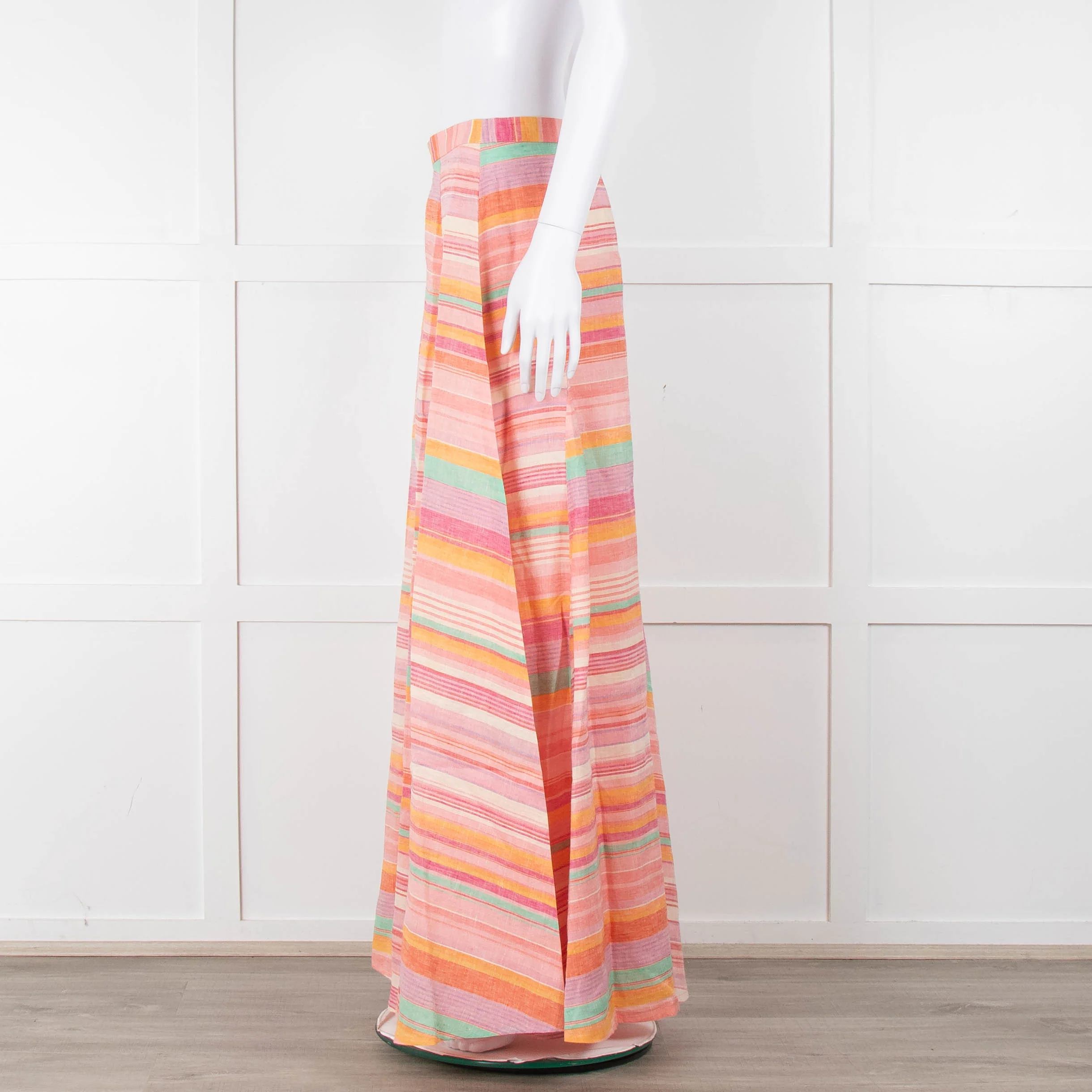 Emporio Sirenuse Orange, Pink and Green Stripe Maxi Skirt - Image 7