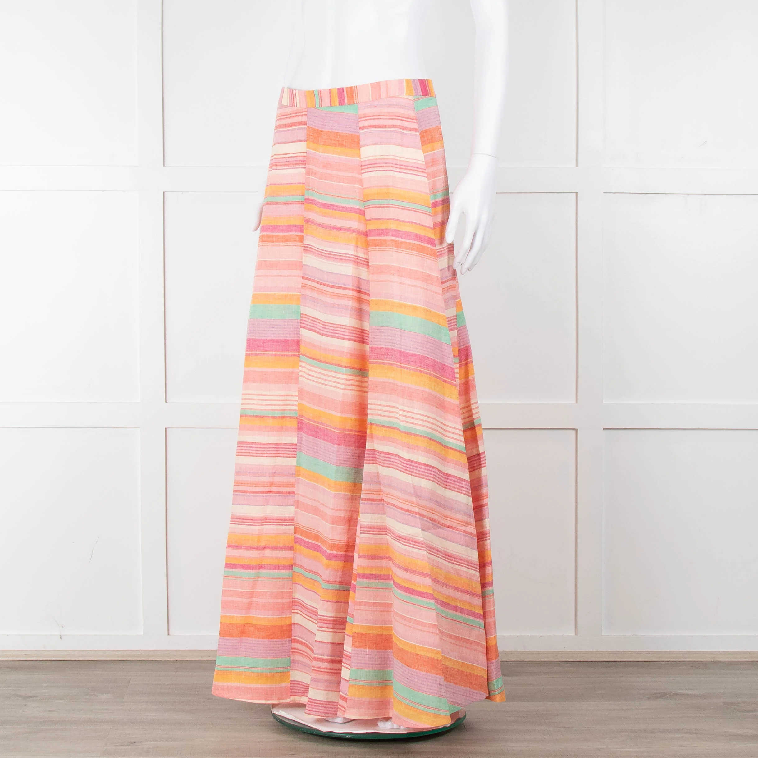 Emporio Sirenuse Orange, Pink and Green Stripe Maxi Skirt - Image 8