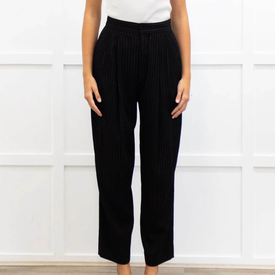 Enfold Pinstripe Front Pleat Trousers - Image 2