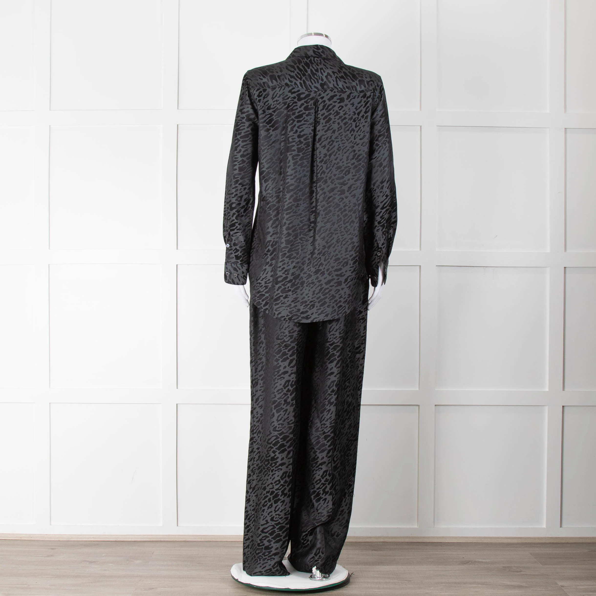 Equipment Black and Grey Animal Print Wide Leg Trousers - Image 13