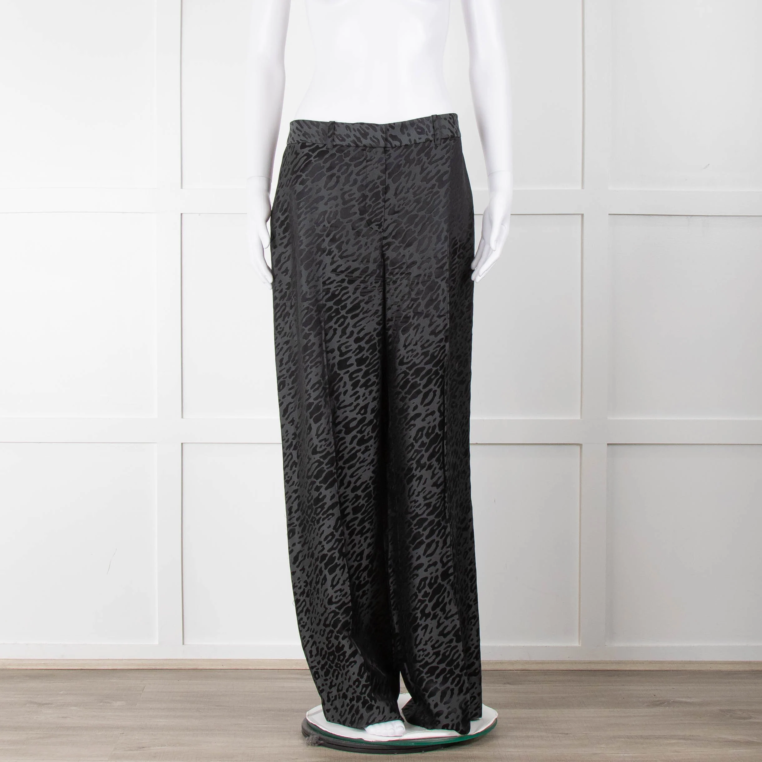 Equipment Black and Grey Animal Print Wide Leg Trousers - Image 2