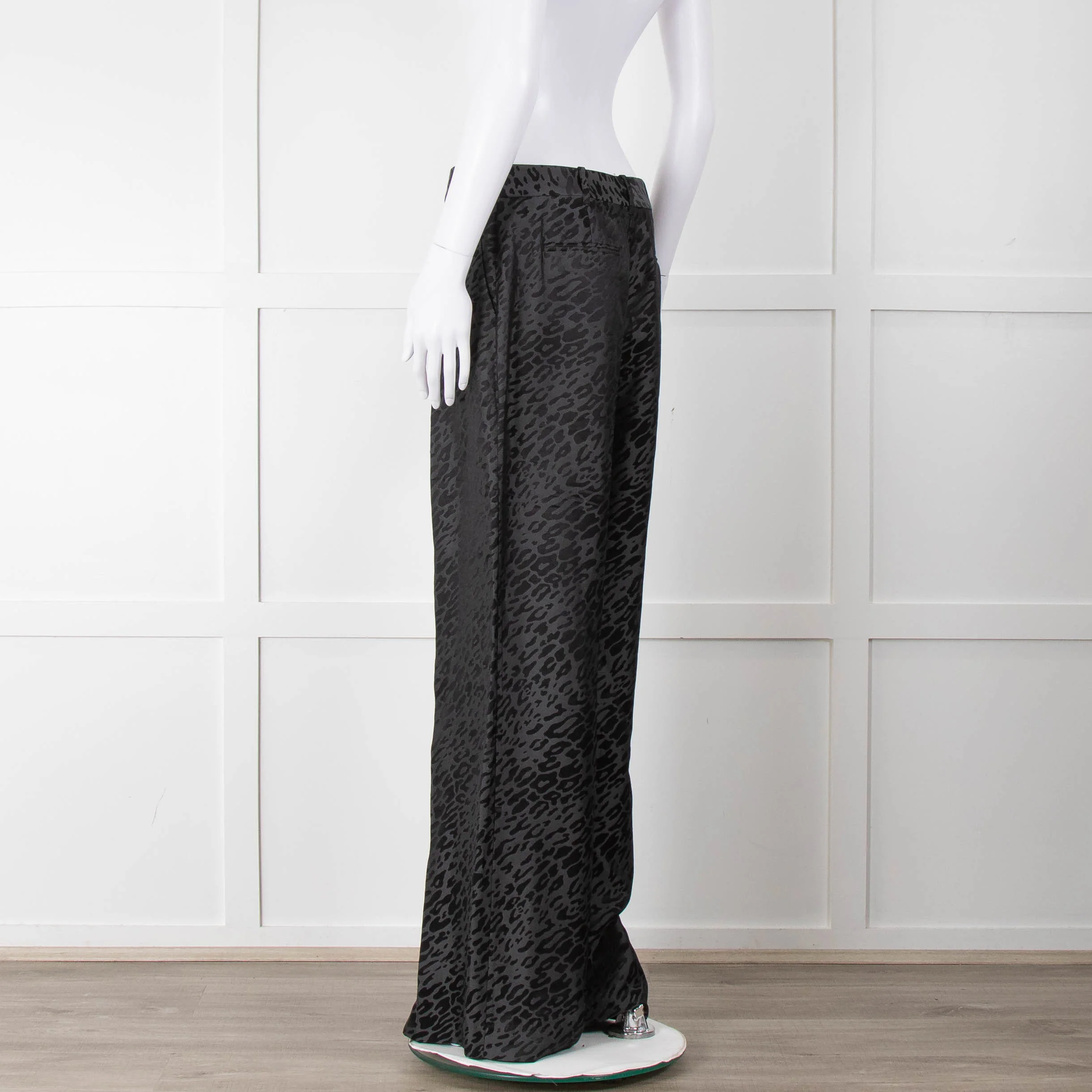 Equipment Black and Grey Animal Print Wide Leg Trousers - Image 7