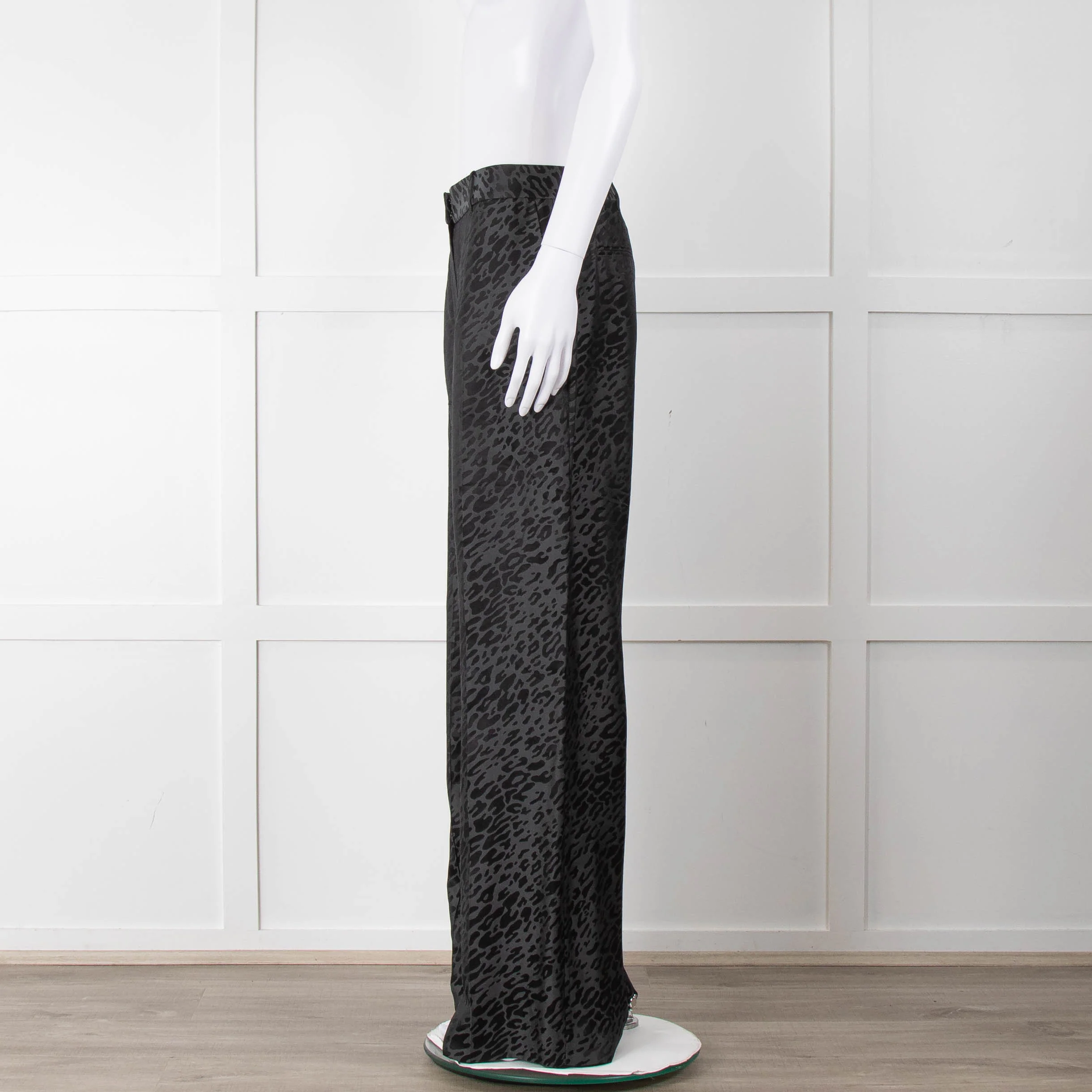 Equipment Black and Grey Animal Print Wide Leg Trousers - Image 8