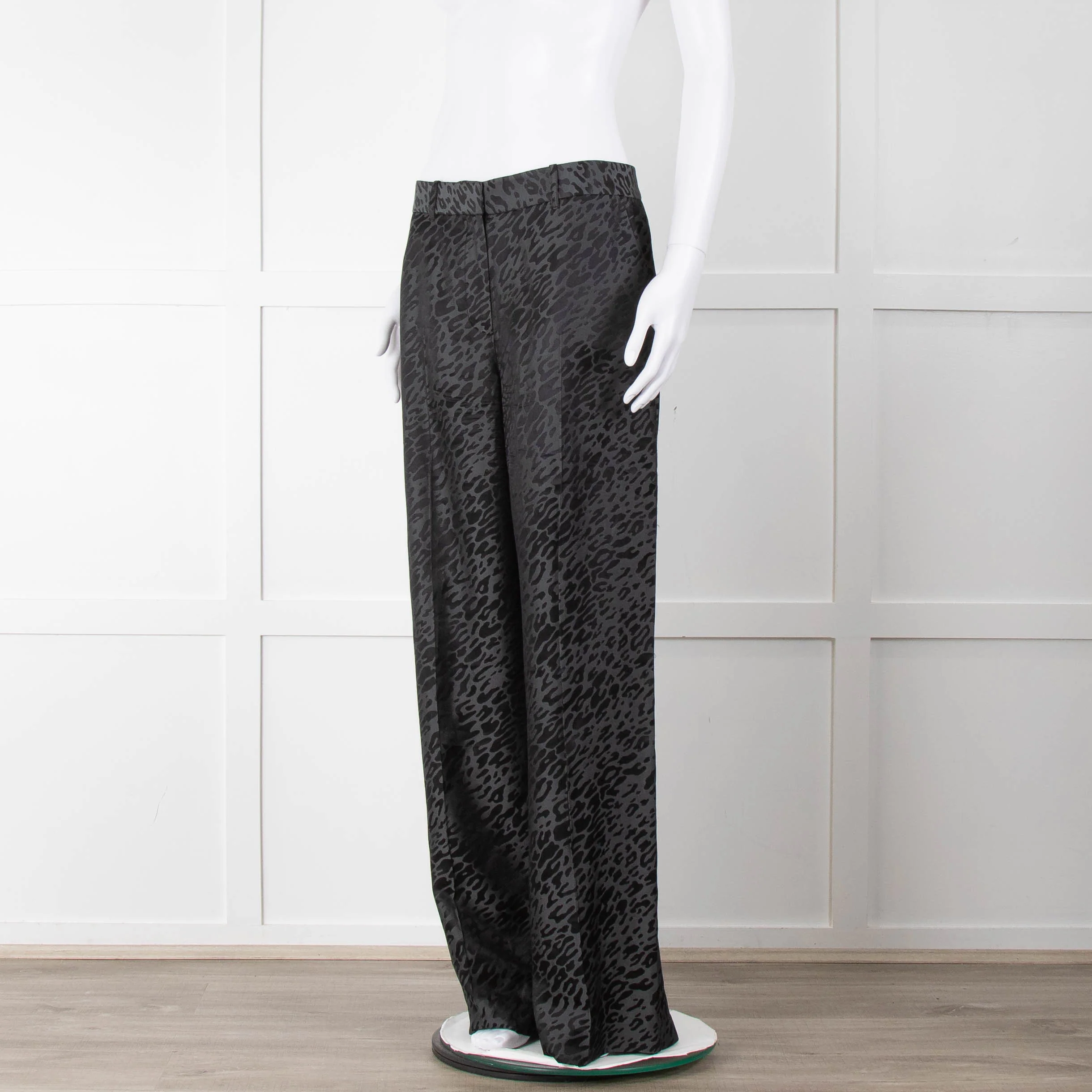 Equipment Black and Grey Animal Print Wide Leg Trousers - Image 9