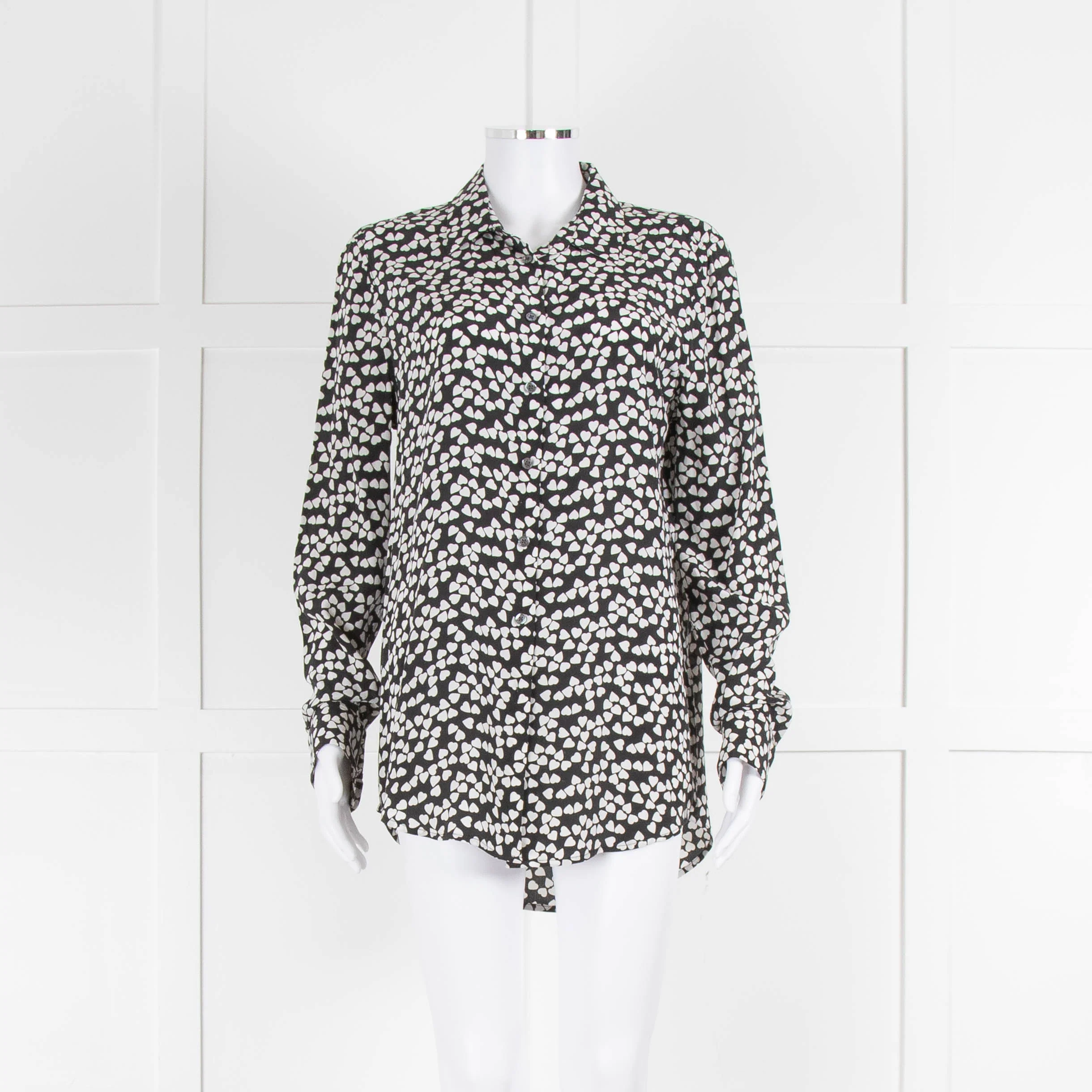 Equipment Black Silk Blouse With White Hearts