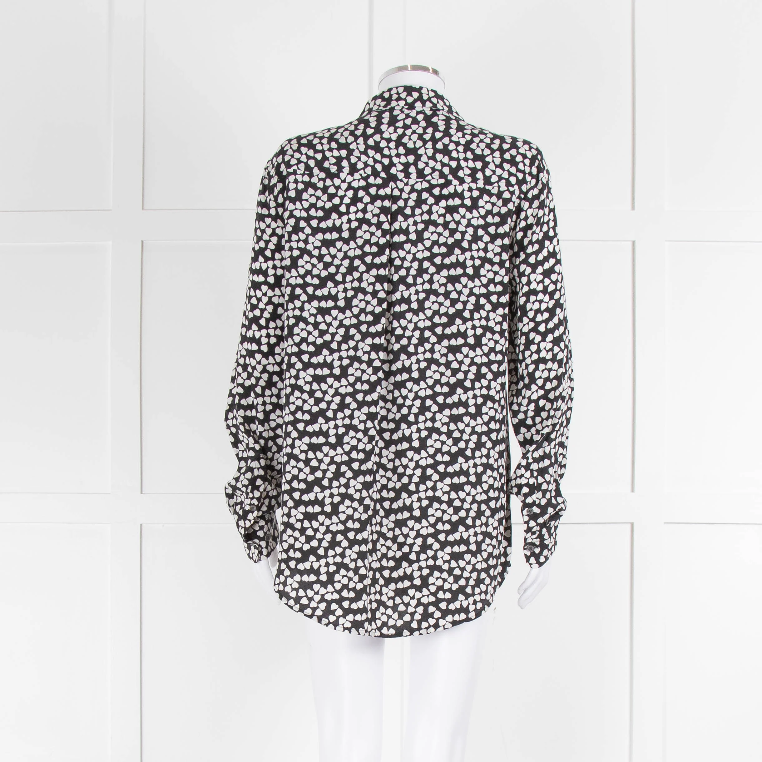 Equipment Black Silk Blouse With White Hearts - Image 3