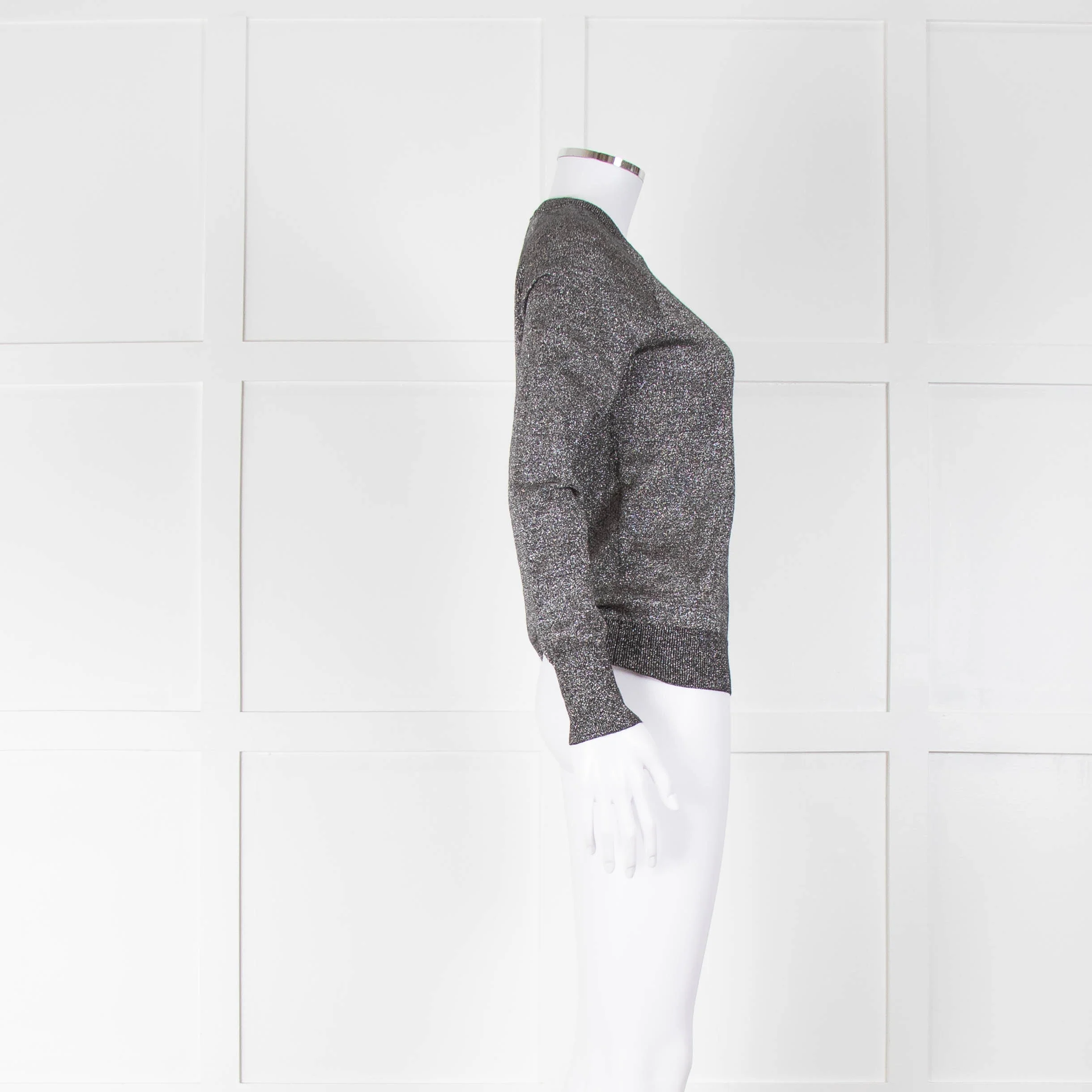 Equipment Black Silver Lurex Fine Sweater - Image 2
