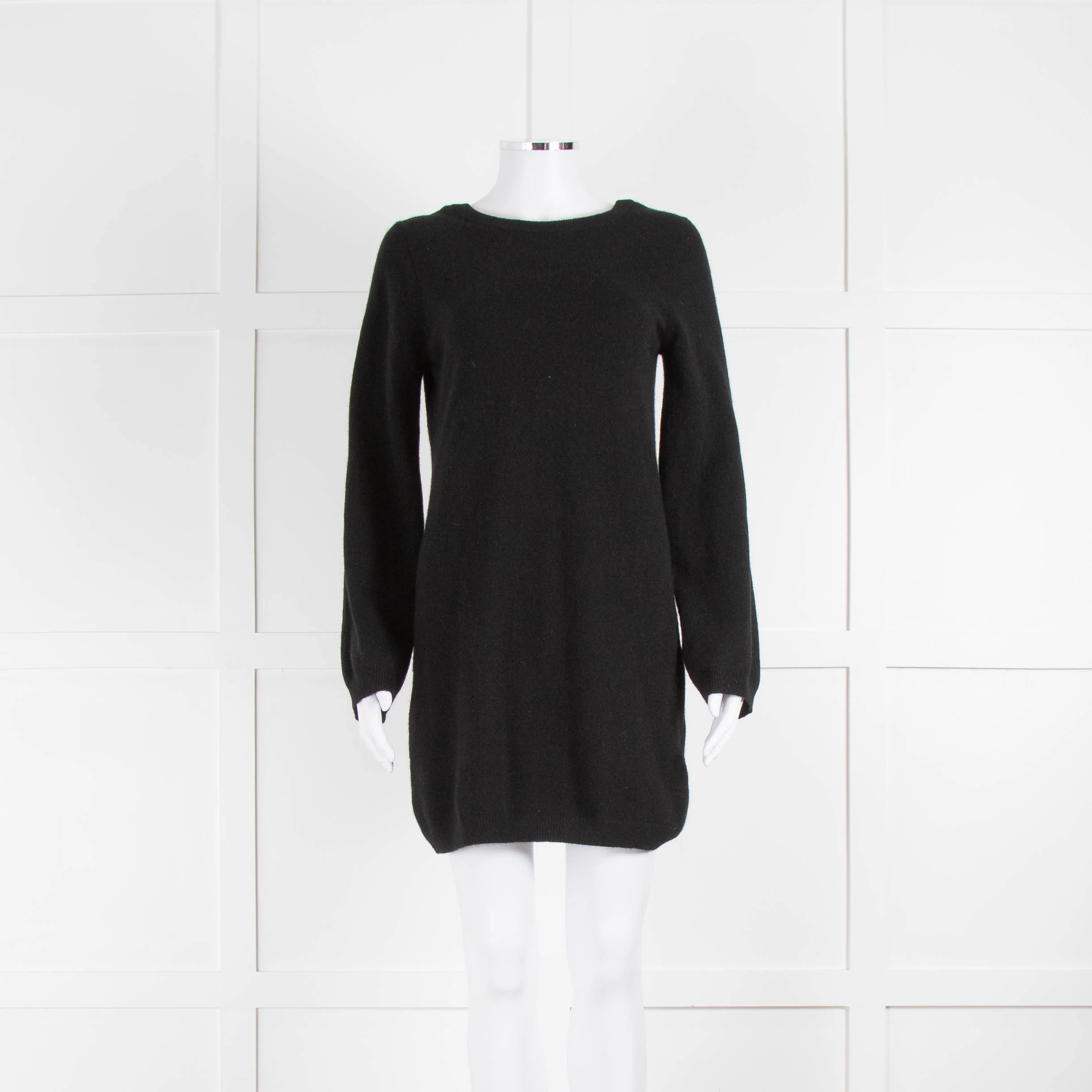 Equipment Black V Neck Wide Sleeve Cashmere Jumper Dress