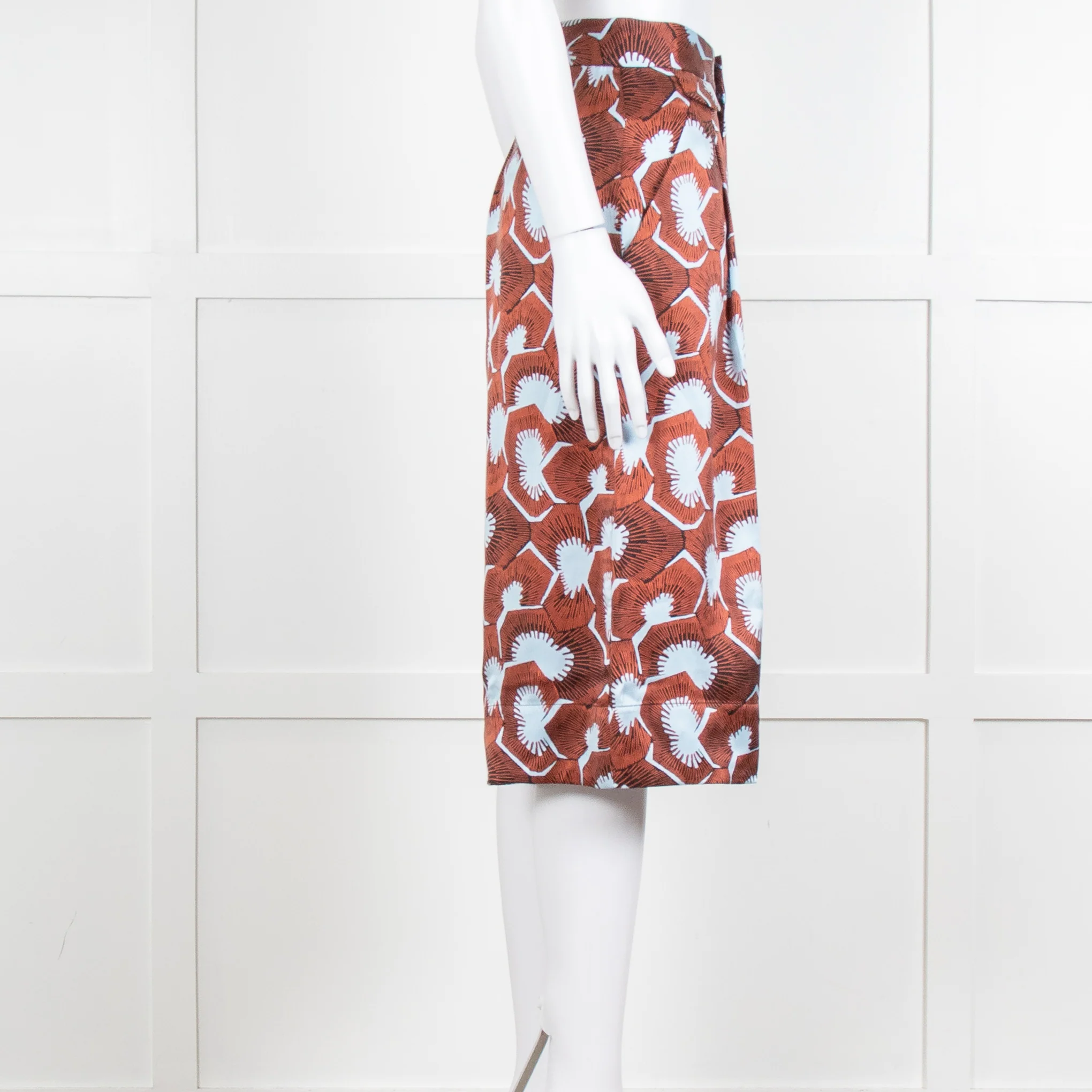 Equipment Blue and Rust Patterened Silk Shorts - Image 3