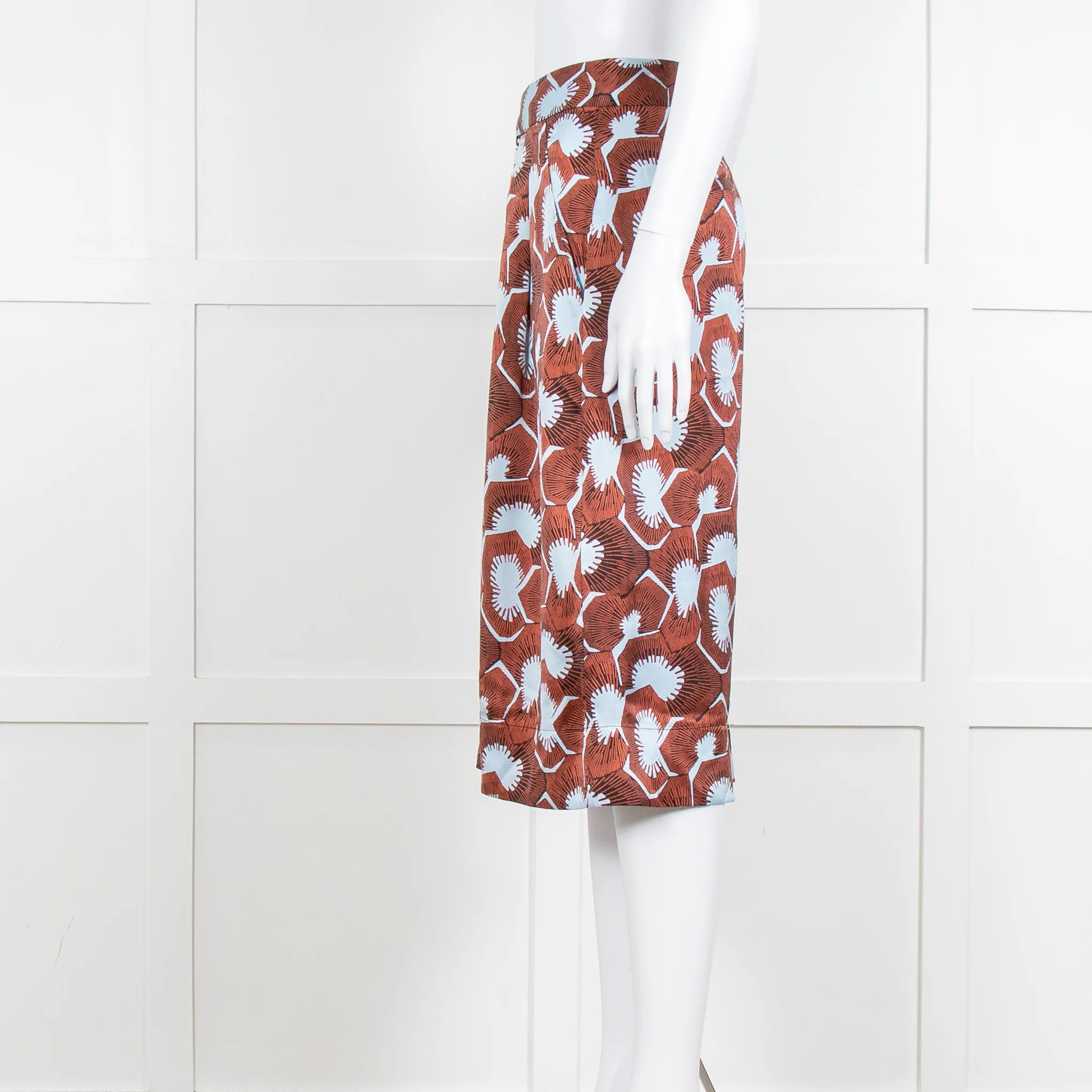 Equipment Blue and Rust Patterened Silk Shorts - Image 7