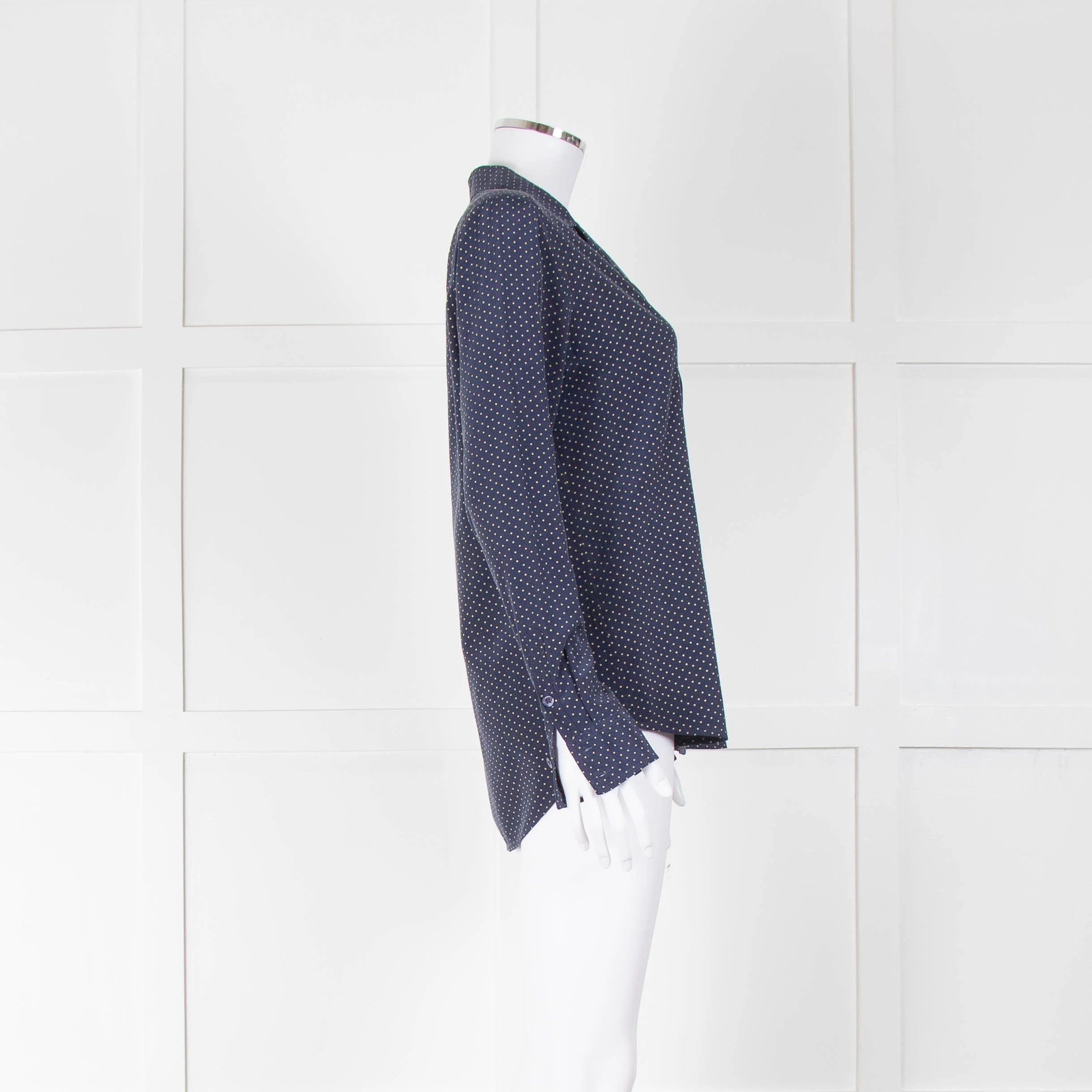 Equipment Blue With Yellow Spots Silk Blouse - Image 2