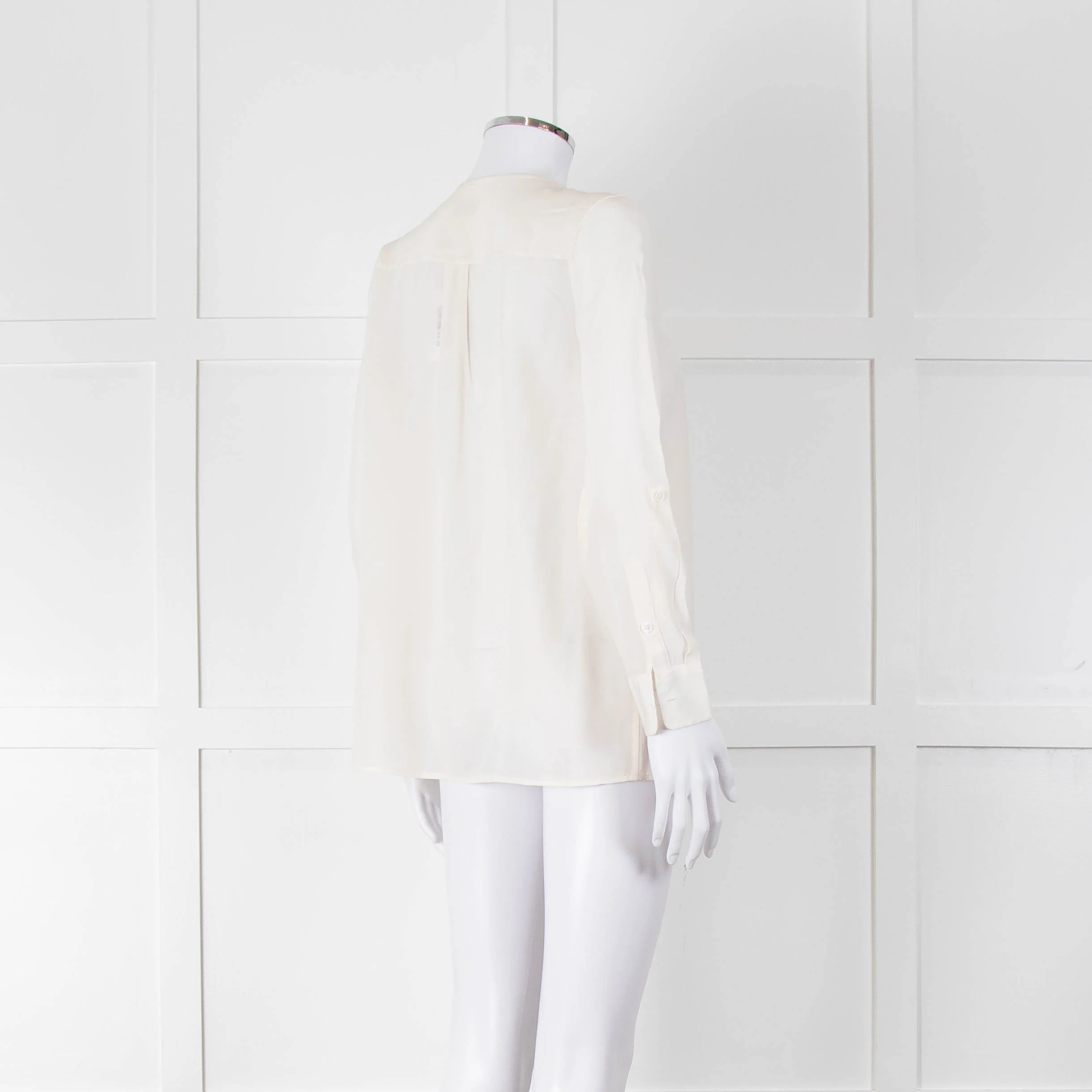 Equipment Collarless Cream Blouse with Chest Pocket - Image 4