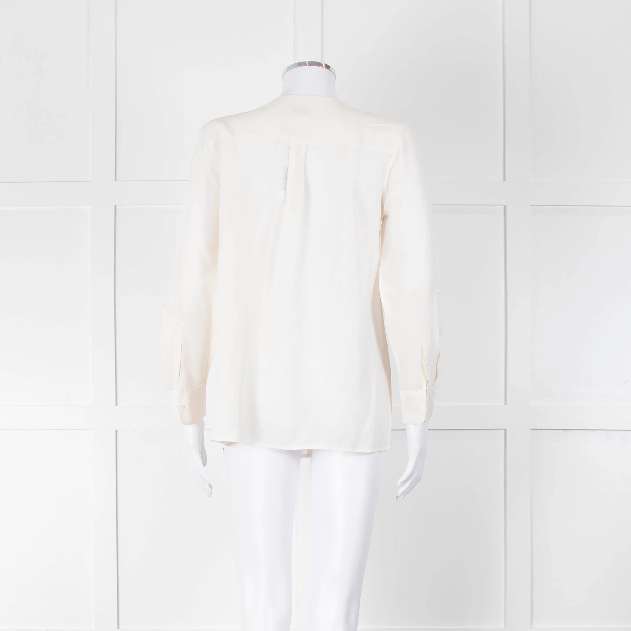 Equipment Collarless Cream Blouse with Chest Pocket - Image 5