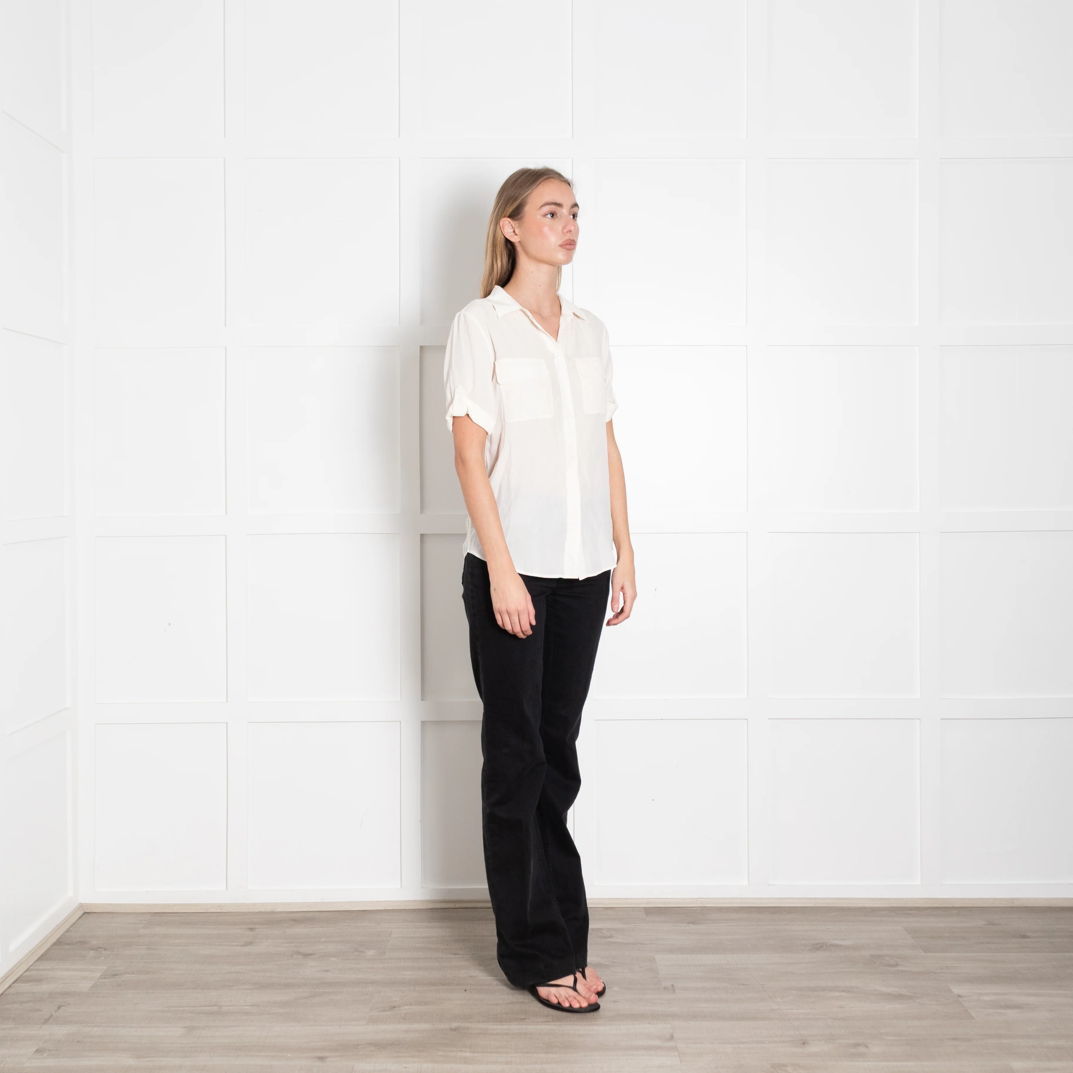 Equipment Cream Silk Short Sleeve Shirt - Image 7