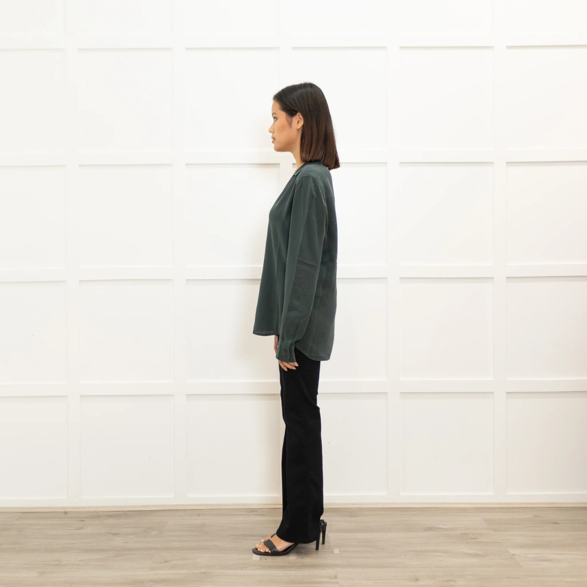 Equipment Dark Green Pyjama Style Silk Shirt - Image 6