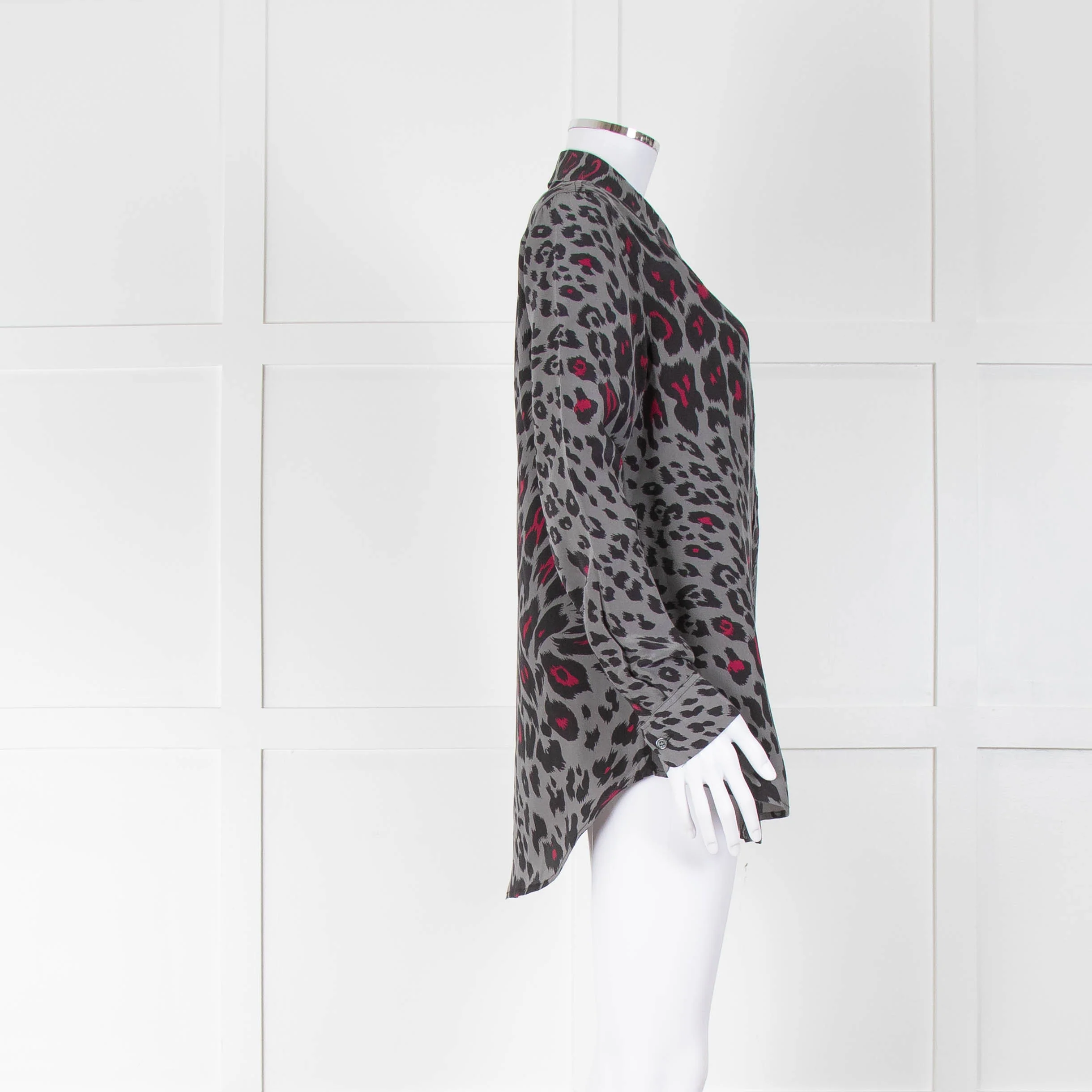 Equipment Grey & Pink Animal Print Silk Blouse - Image 2