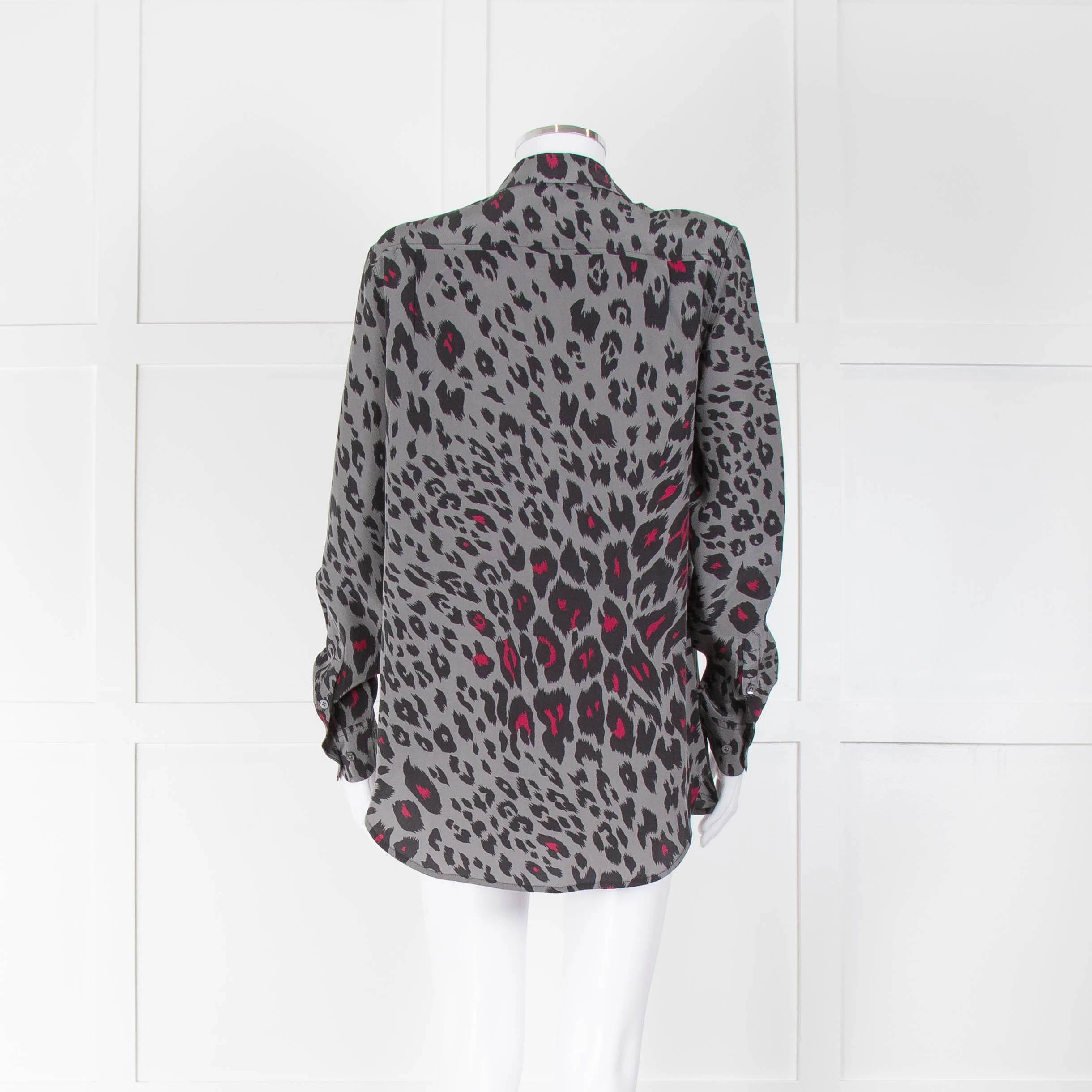 Equipment Grey & Pink Animal Print Silk Blouse - Image 3