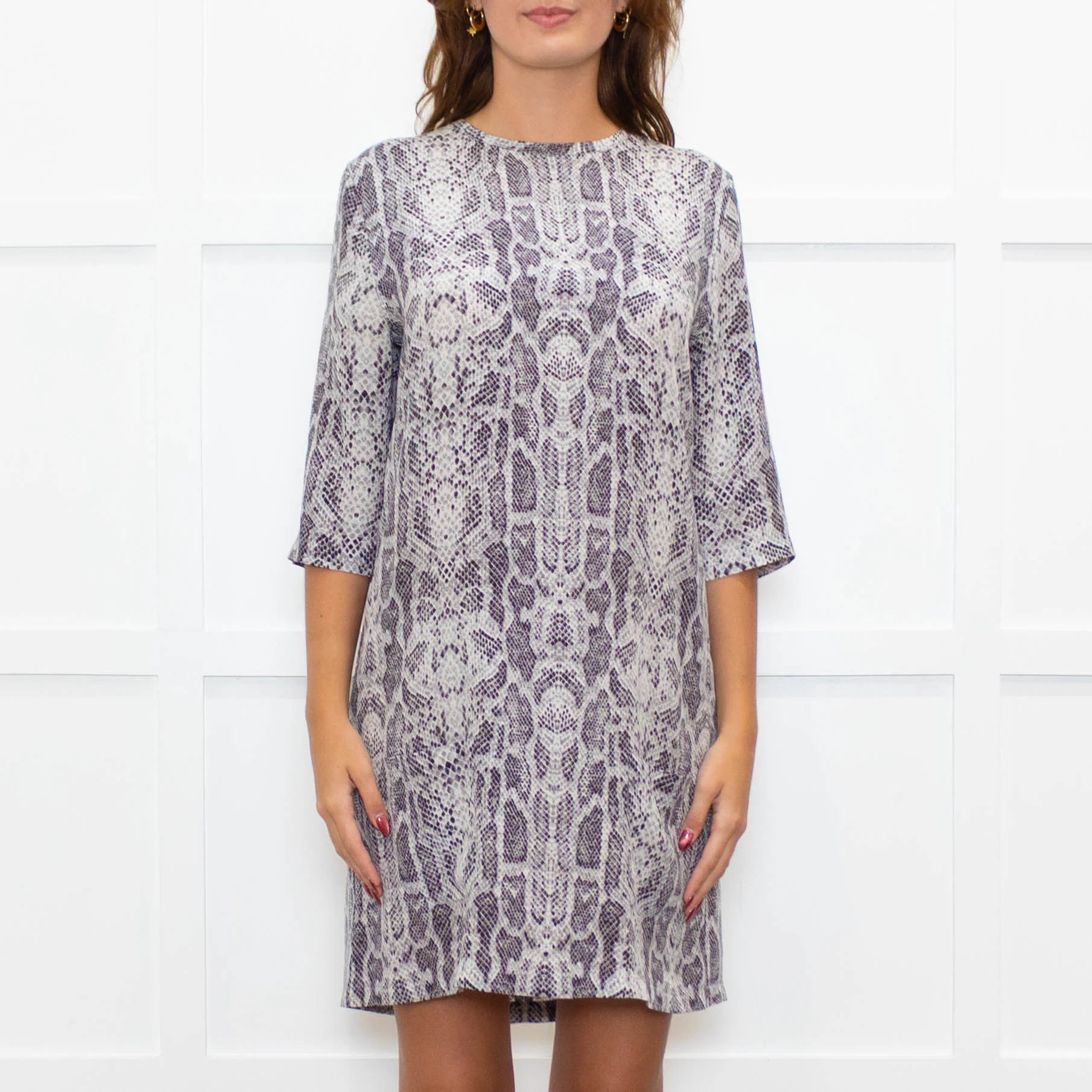 Equipment Grey Snake Pocket Front Shift Dress - Image 2