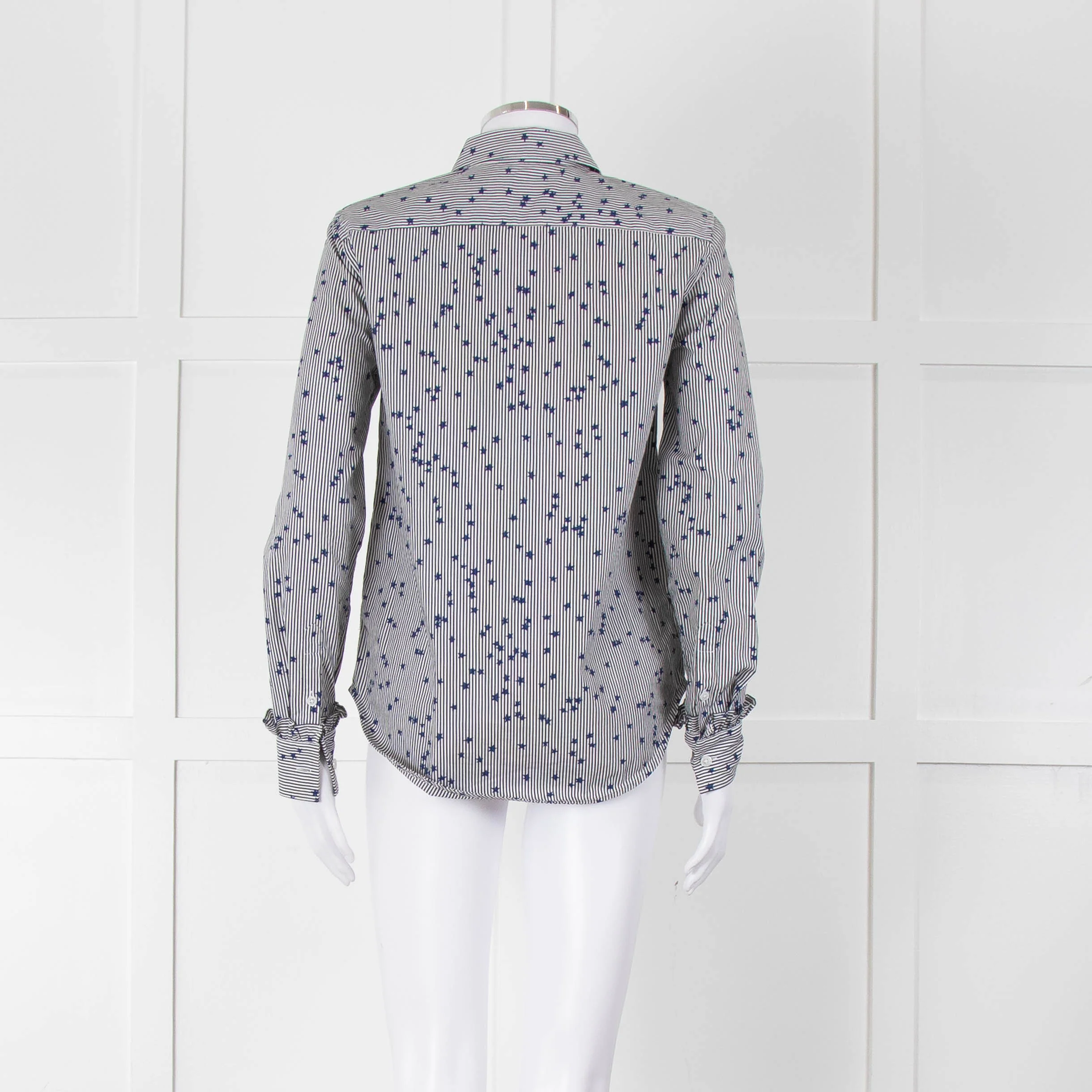 Equipment Micro Stripe Star Print Shirt with Ruffle Front - Image 5