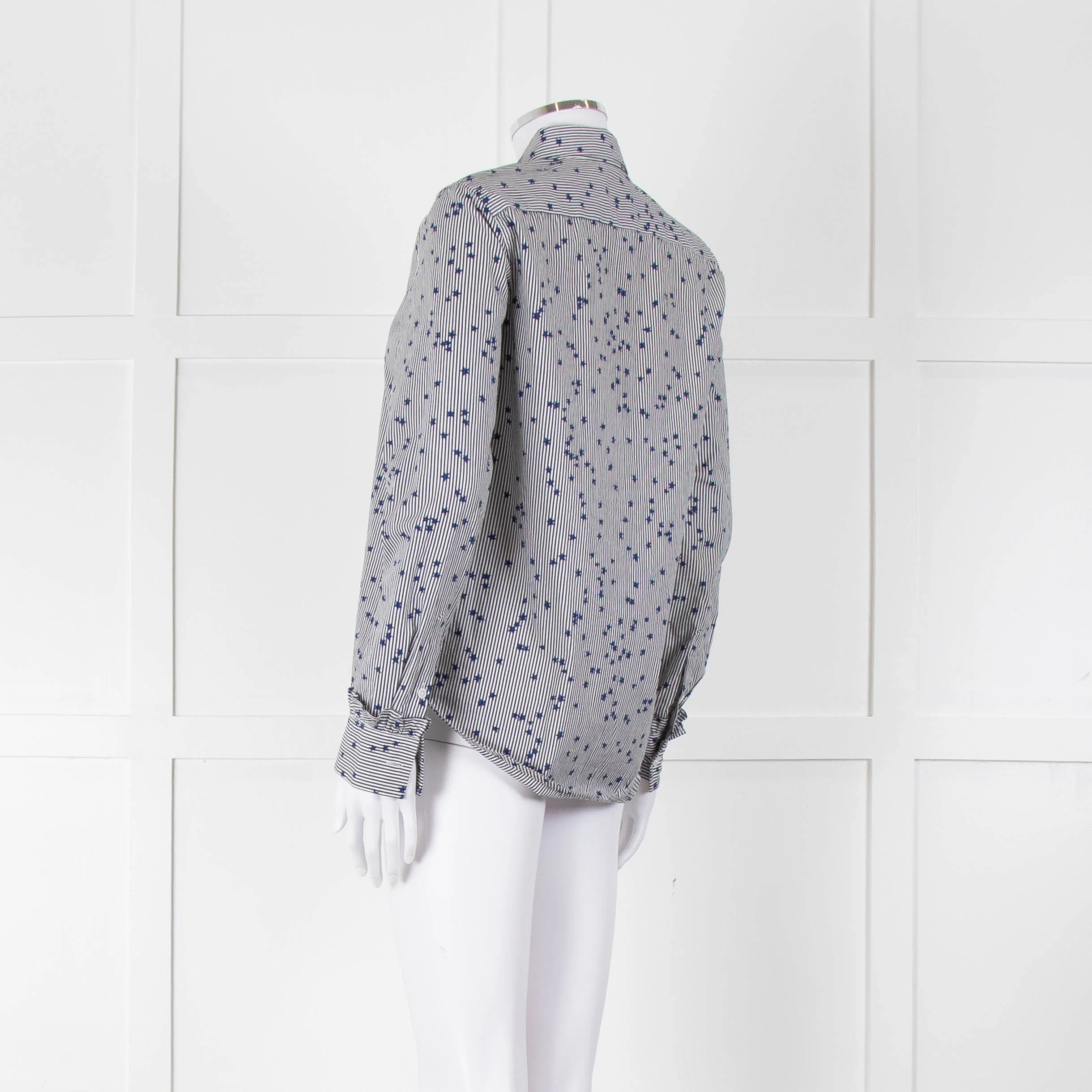 Equipment Micro Stripe Star Print Shirt with Ruffle Front - Image 6
