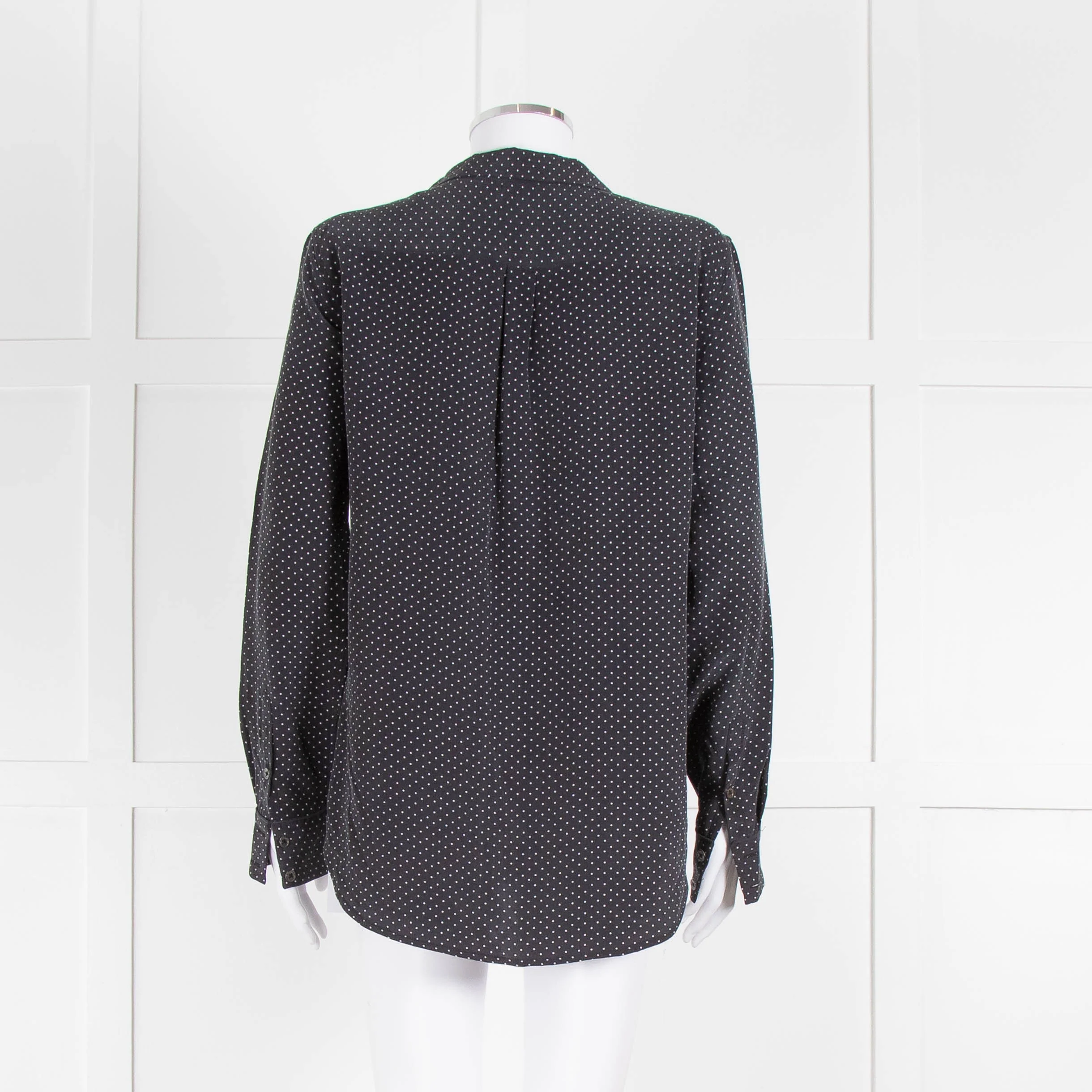 EQUIPMENT Black And White Spotted Silk L/S Blouse - Image 5