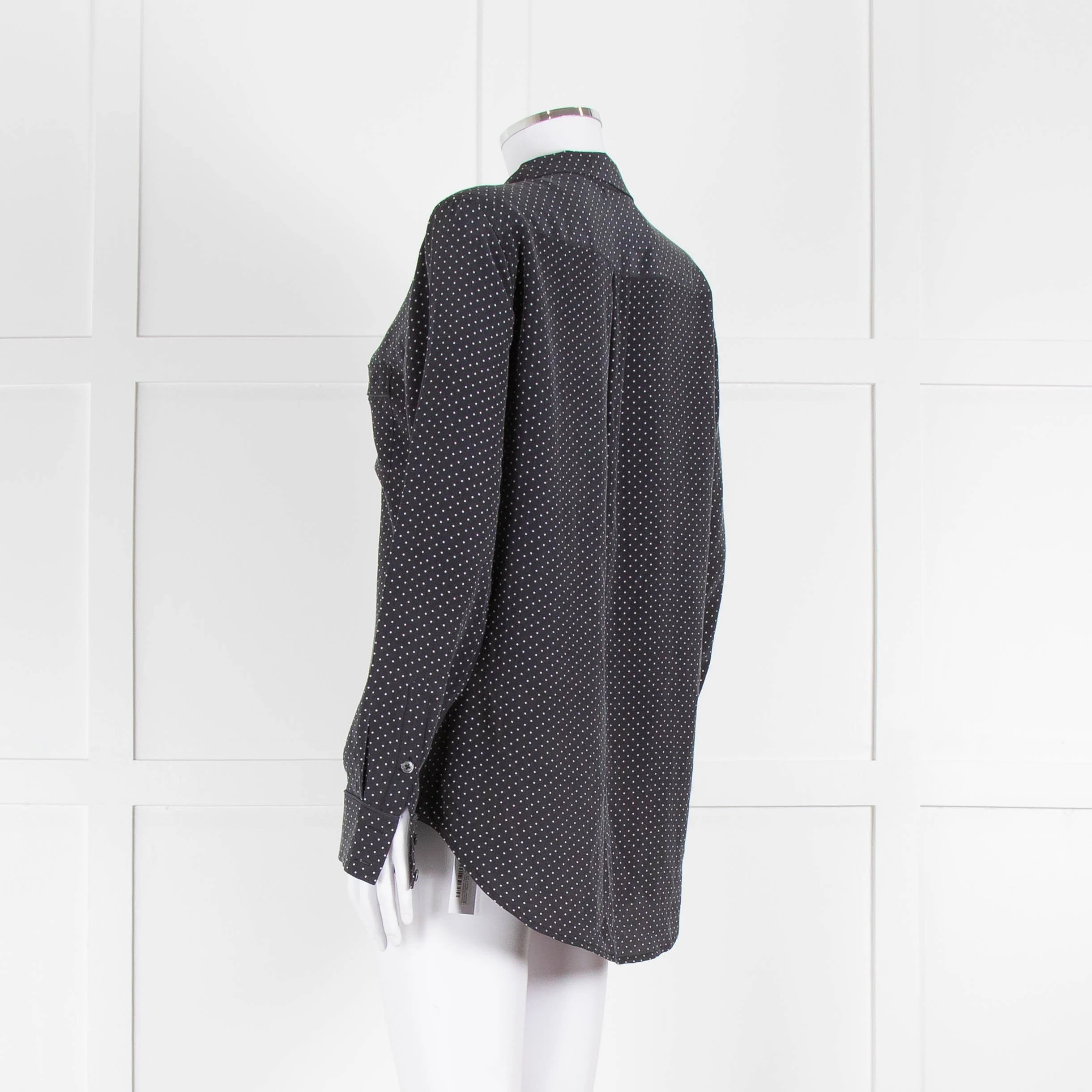 EQUIPMENT Black And White Spotted Silk L/S Blouse - Image 6