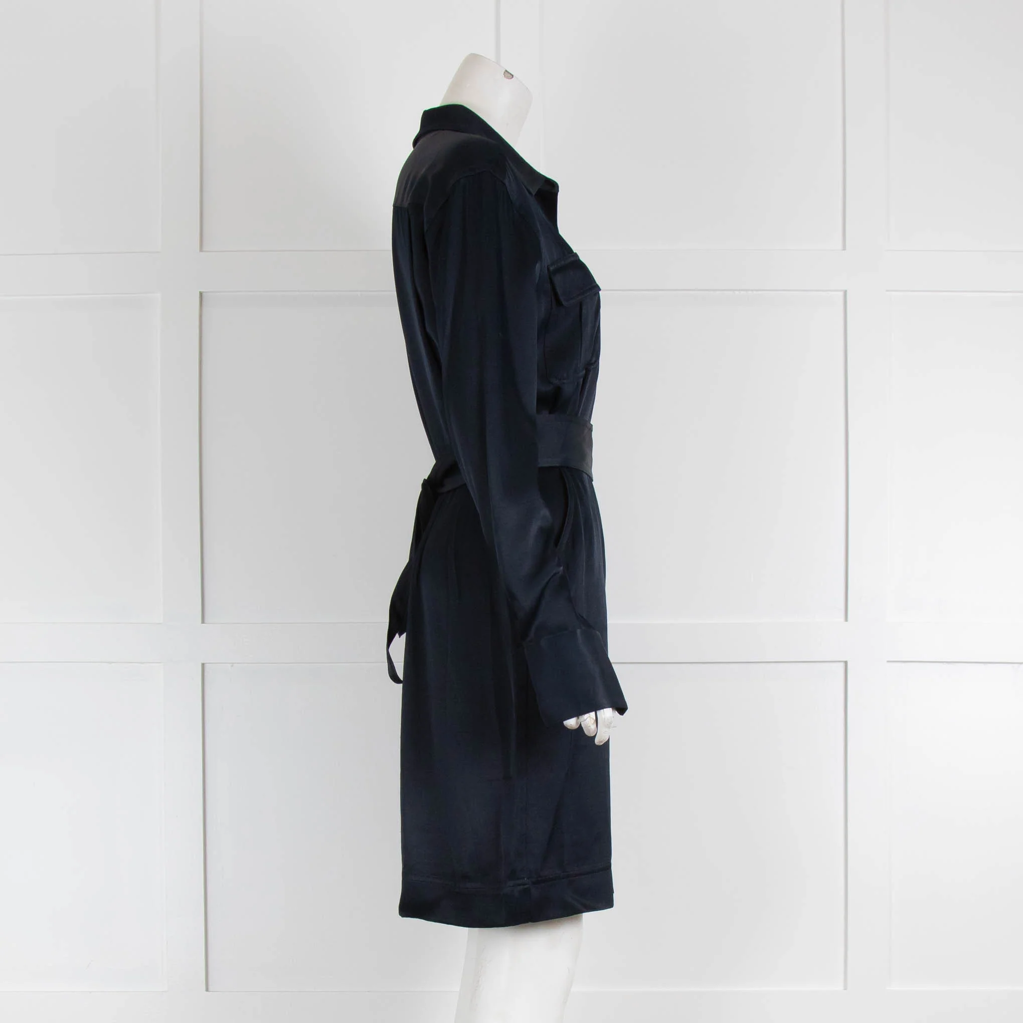 Equipment Navy Dress with Buttoned Top & Belt - Image 2