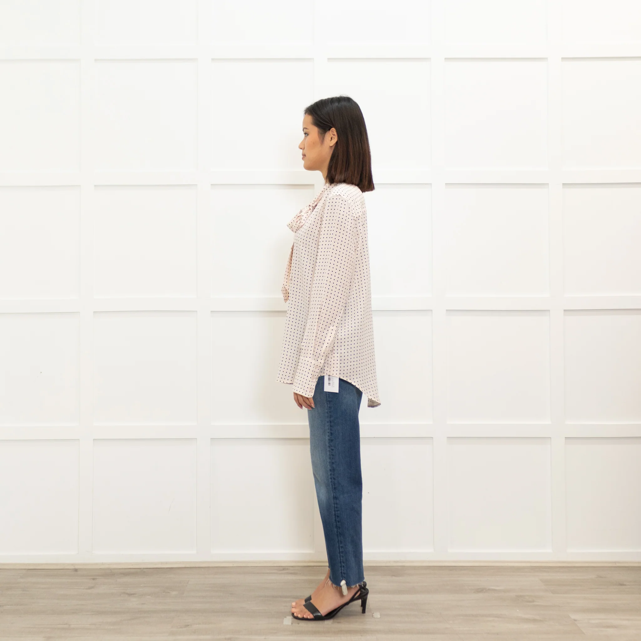Equipment Pink Polka Dot Tie Neck Blouse - Image 6