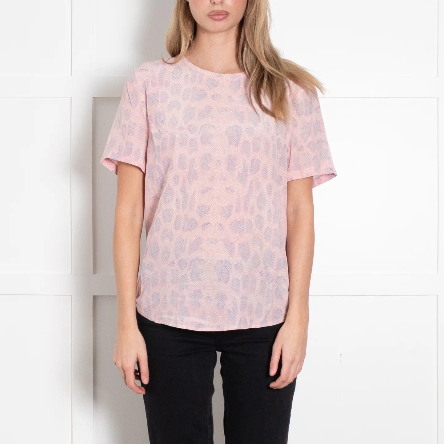 Equipment Pale Pink Lilac Animal Print Silk Cap Sleeve Top - Image 2