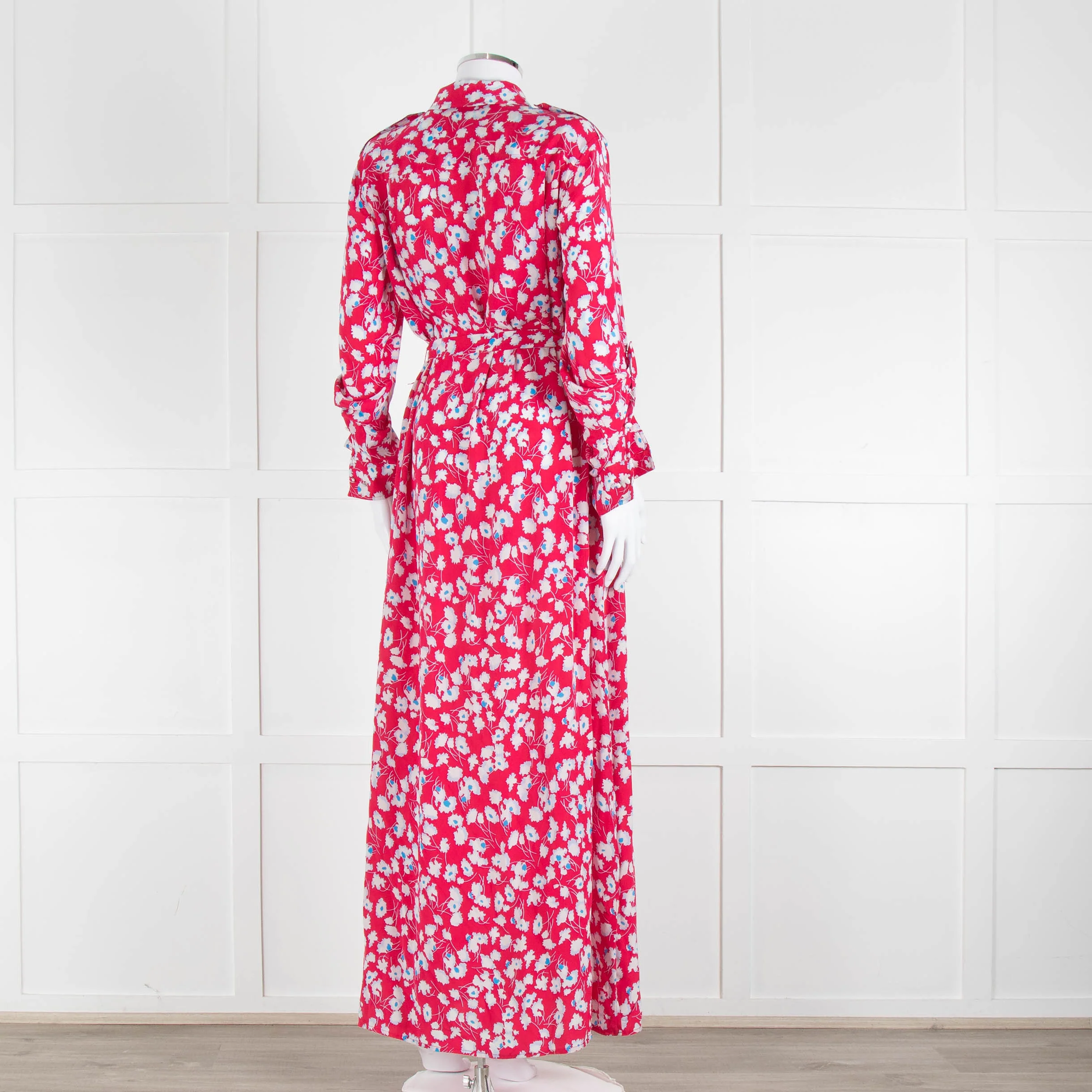 Equipment Pink White Blue Floral Shirt Dress With Tie Belt - Image 4