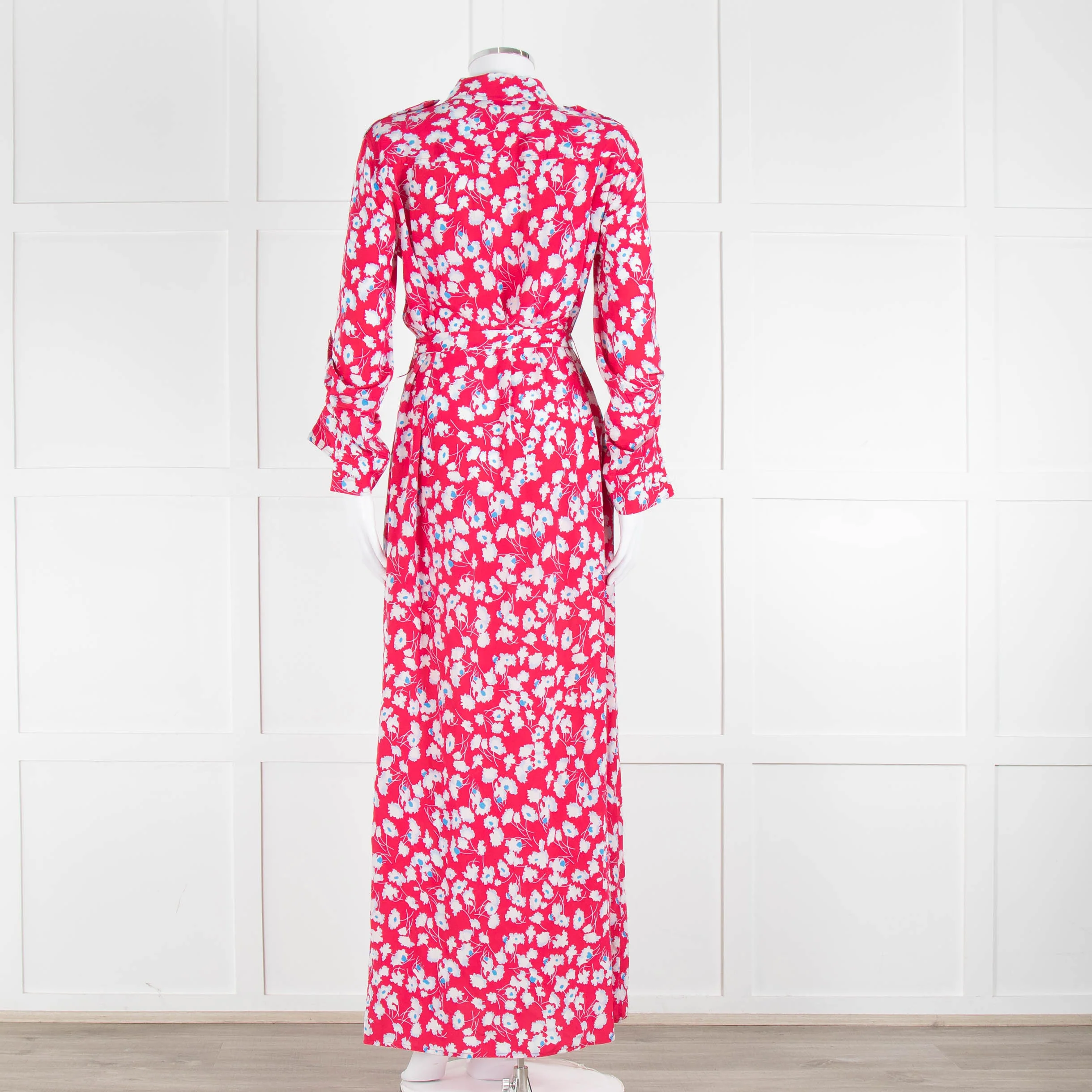 Equipment Pink White Blue Floral Shirt Dress With Tie Belt - Image 5