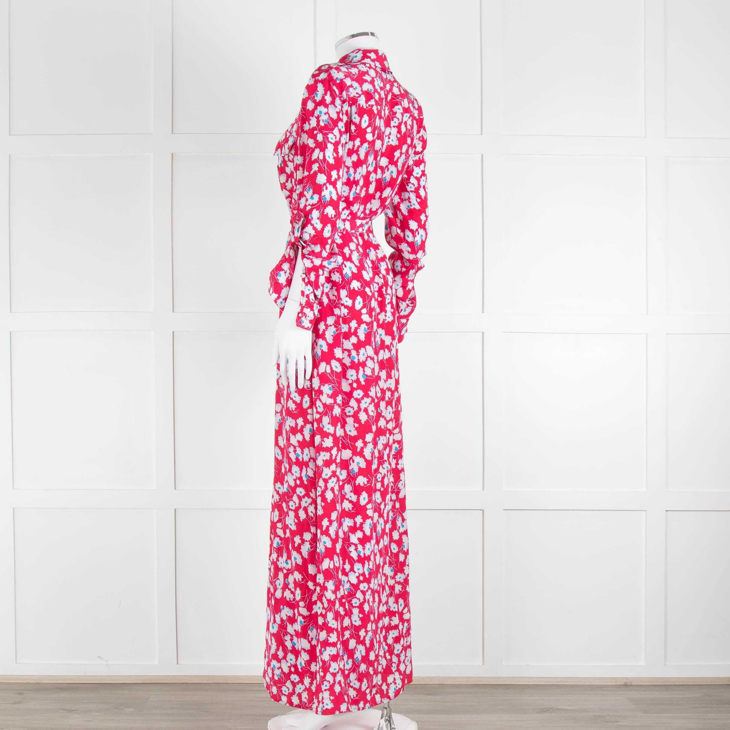 Equipment Pink White Blue Floral Shirt Dress With Tie Belt - Image 6