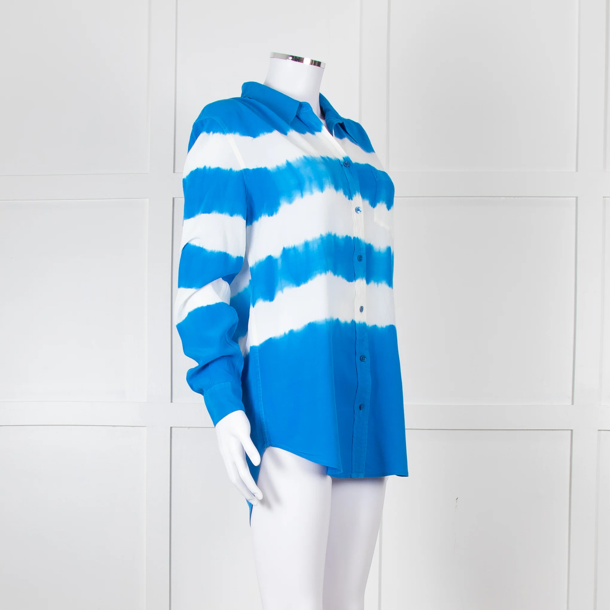 Equipment Royal Blue Silk Tie Dye Shirt - Image 2