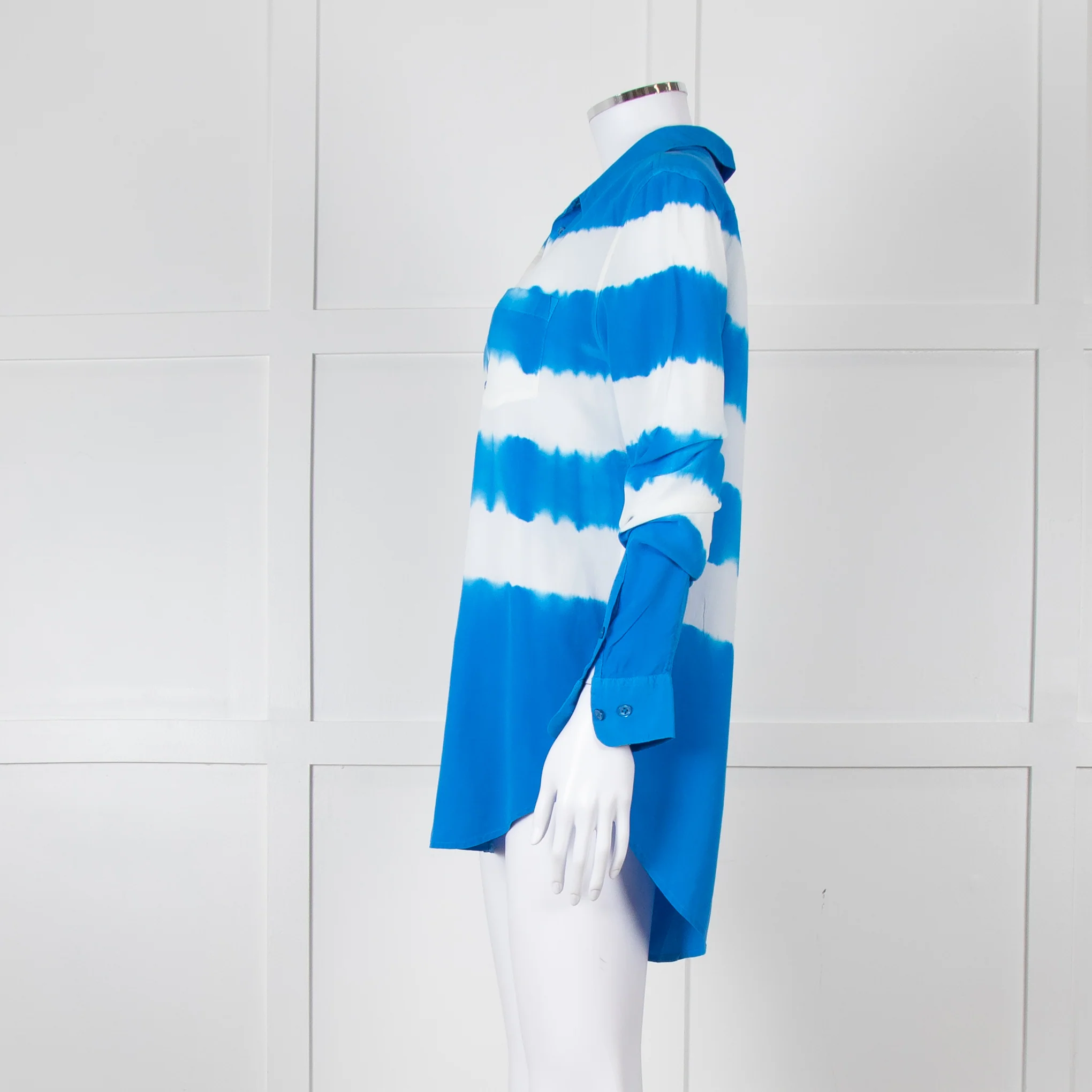 Equipment Royal Blue Silk Tie Dye Shirt - Image 7