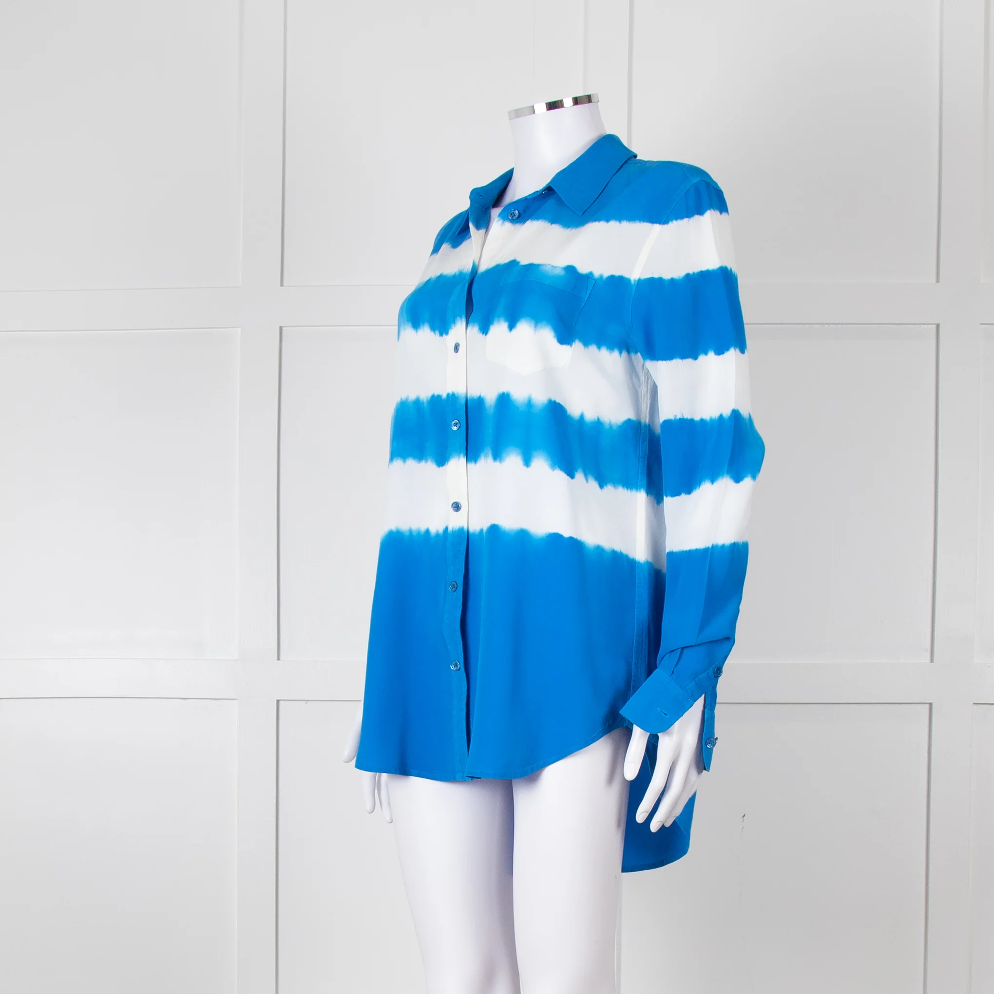 Equipment Royal Blue Silk Tie Dye Shirt - Image 8