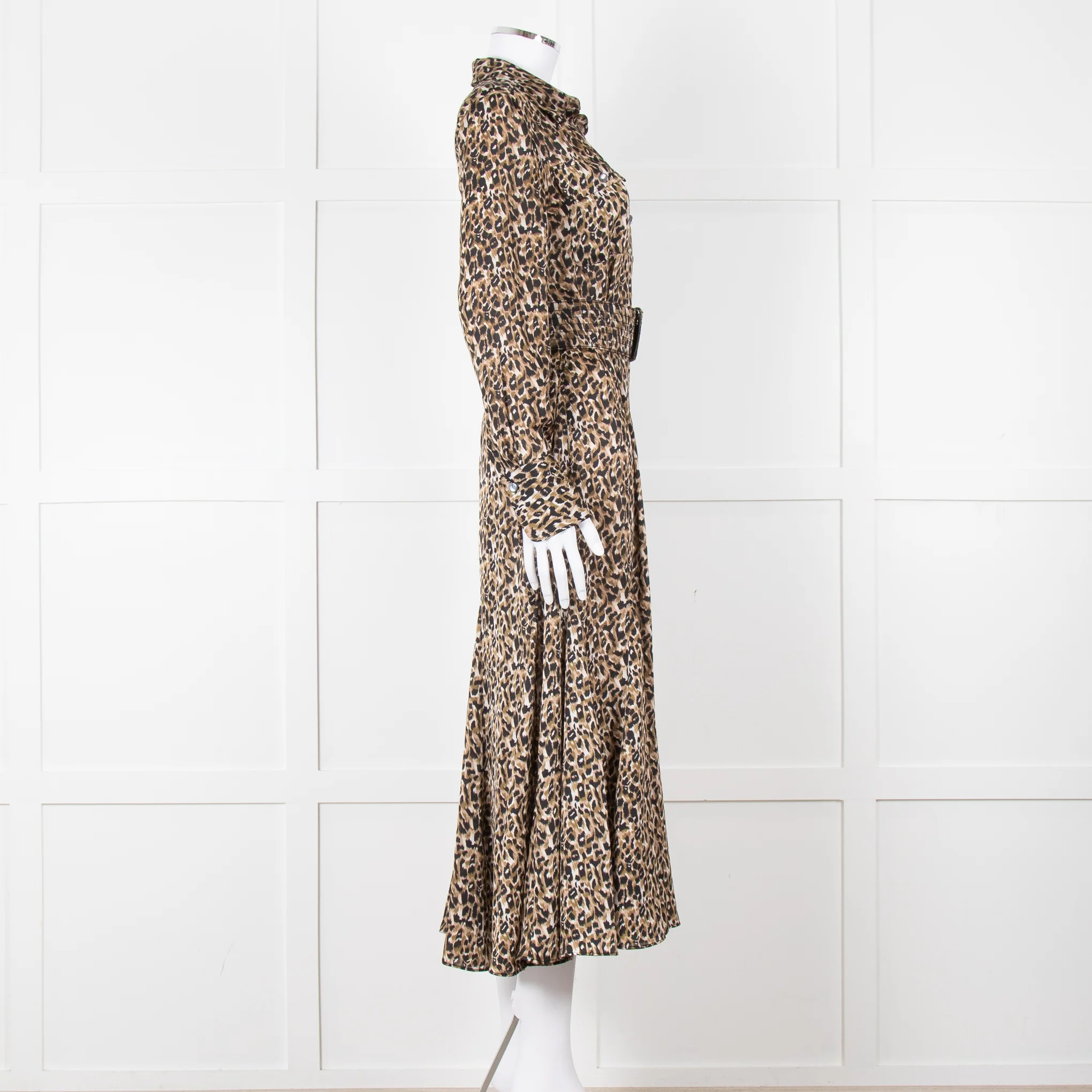 Equipment Satin Animal Print Shirt Dress with Belt - Image 3