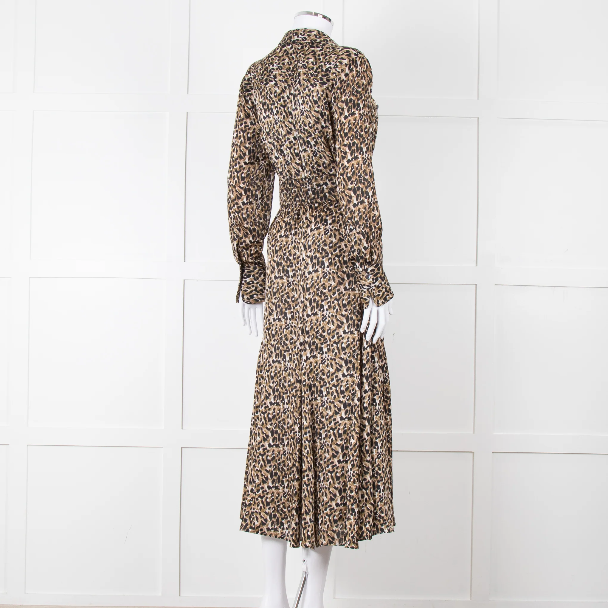 Equipment Satin Animal Print Shirt Dress with Belt - Image 4