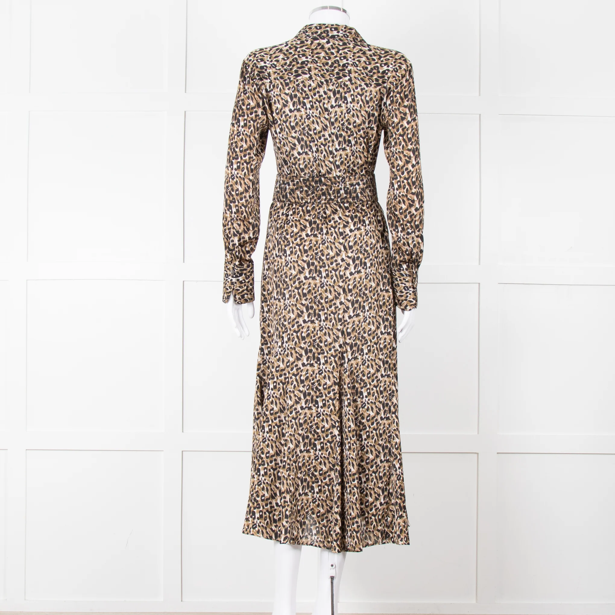 Equipment Satin Animal Print Shirt Dress with Belt - Image 5